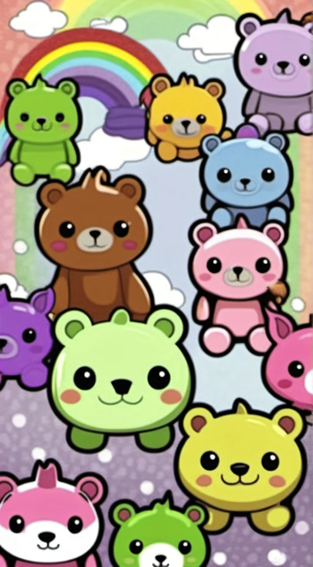 ai character: Smiling critters  background