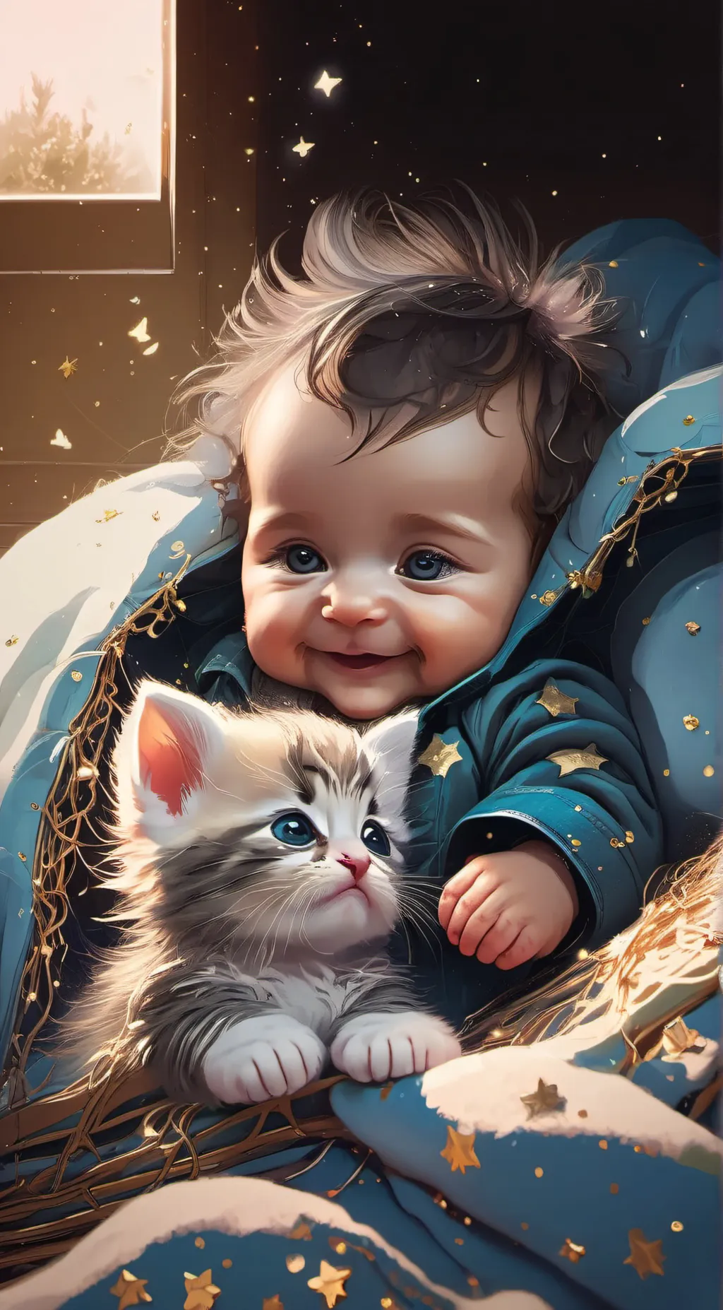 ai character: Kitty and baby background