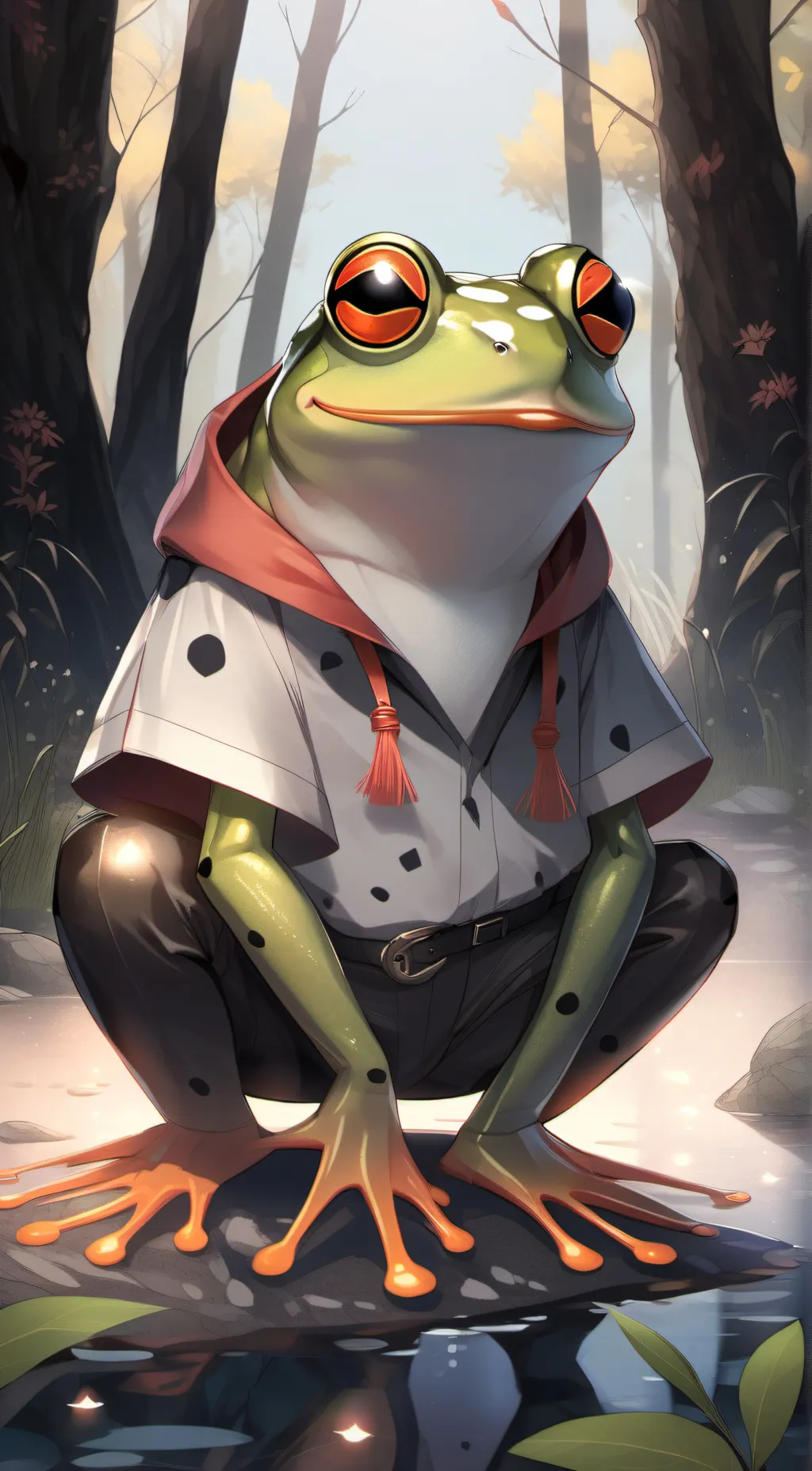 ai character: frogy man background