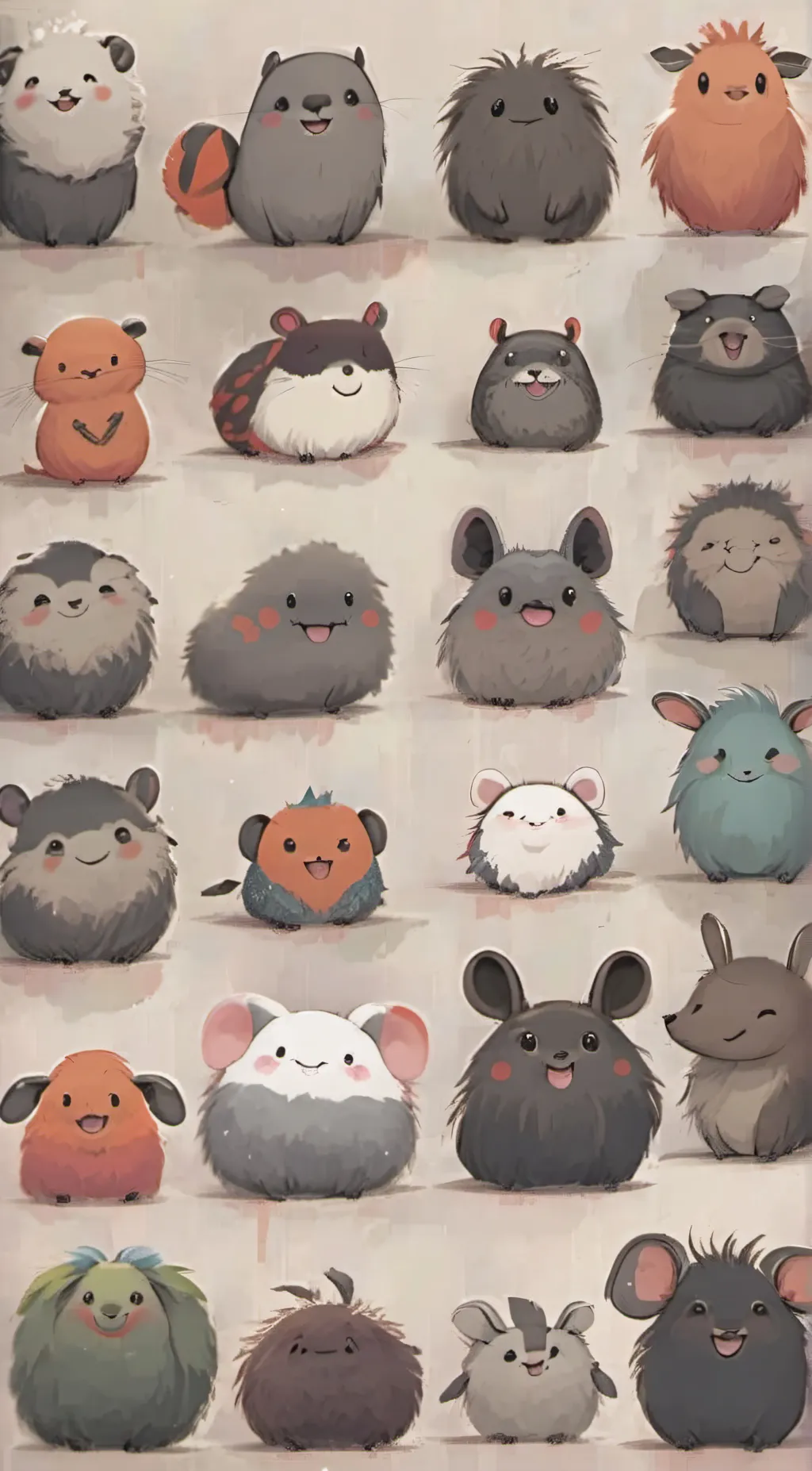 ai character: smiling critters background
