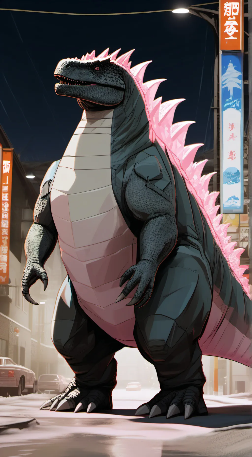 ai character: godzilla  2014 background