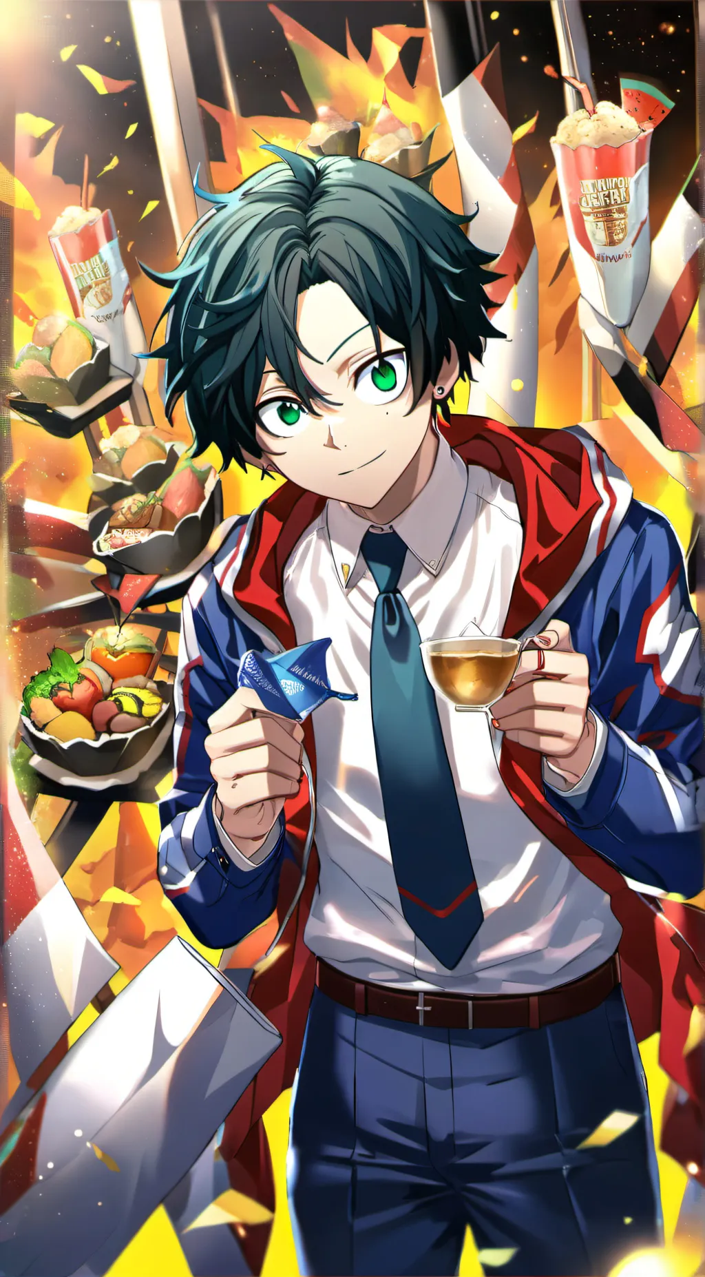 ai character: mha McDonald's  background