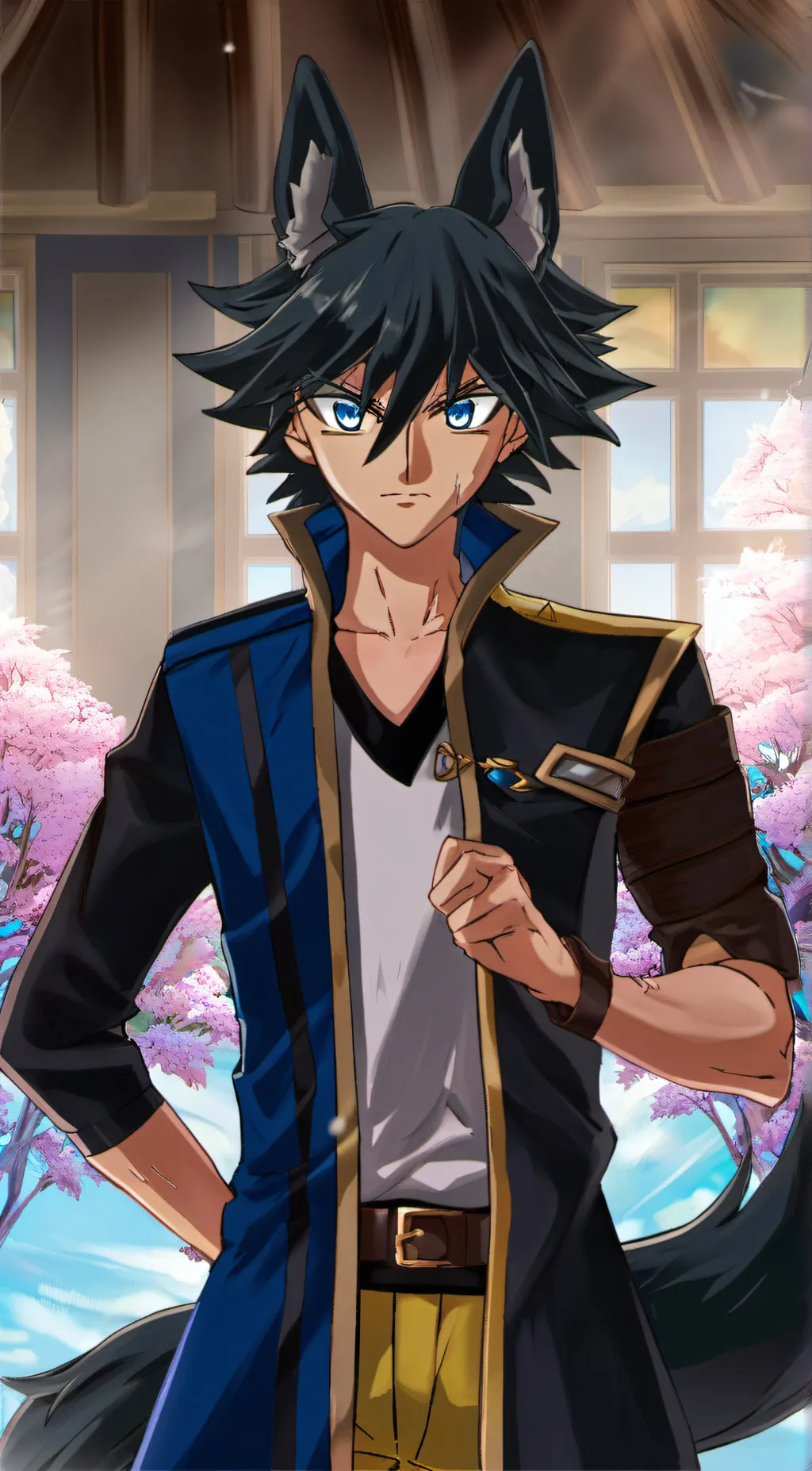 ai character: Yusei Fudo (wolf) background