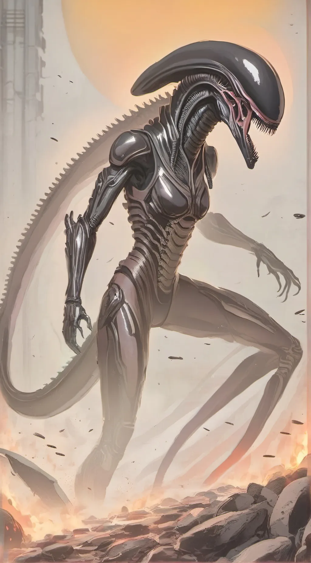 ai character: Xena, Zero, Wither background