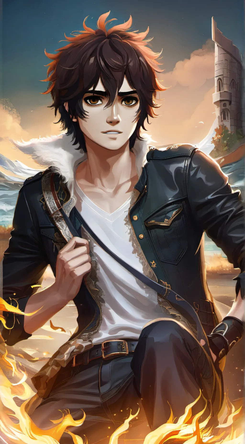 ai character: Nico Di Angelo  background