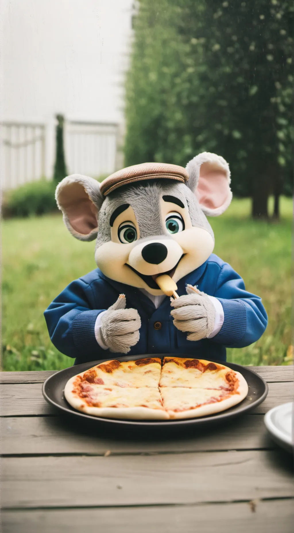 ai character: Chuck E Cheese background