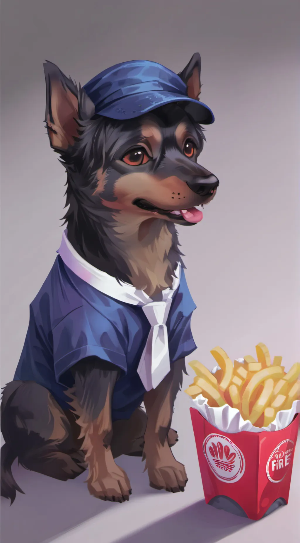 ai character: Fries dog background