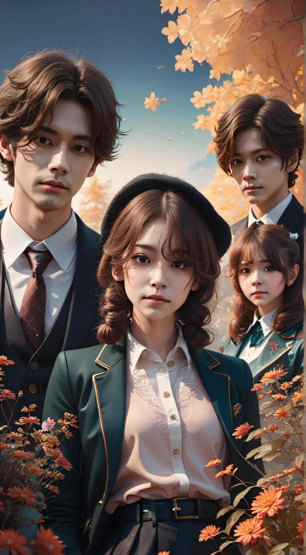 ai character: Eve,Amy,steve+Kyle background