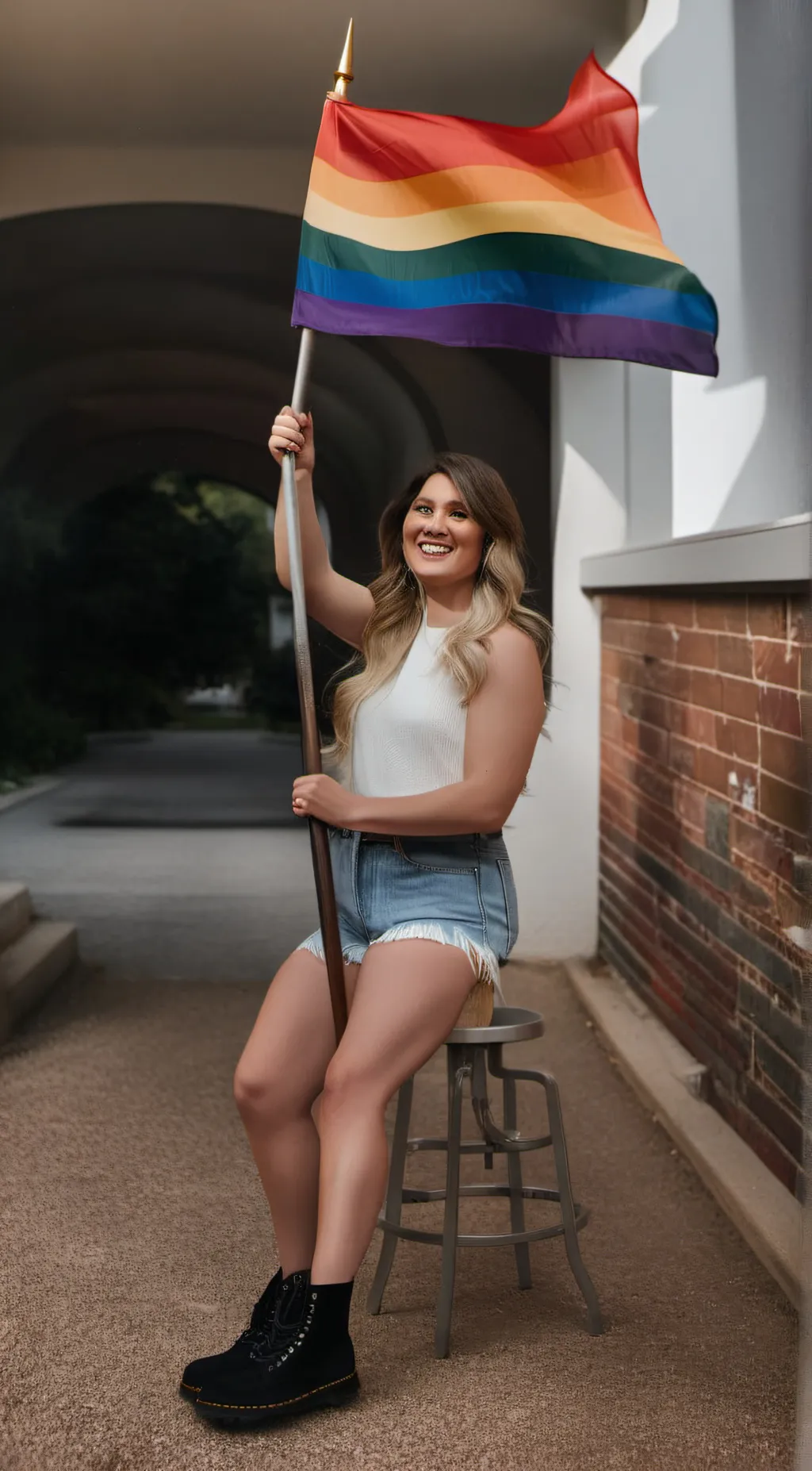 ai character: Harley Quinn show background