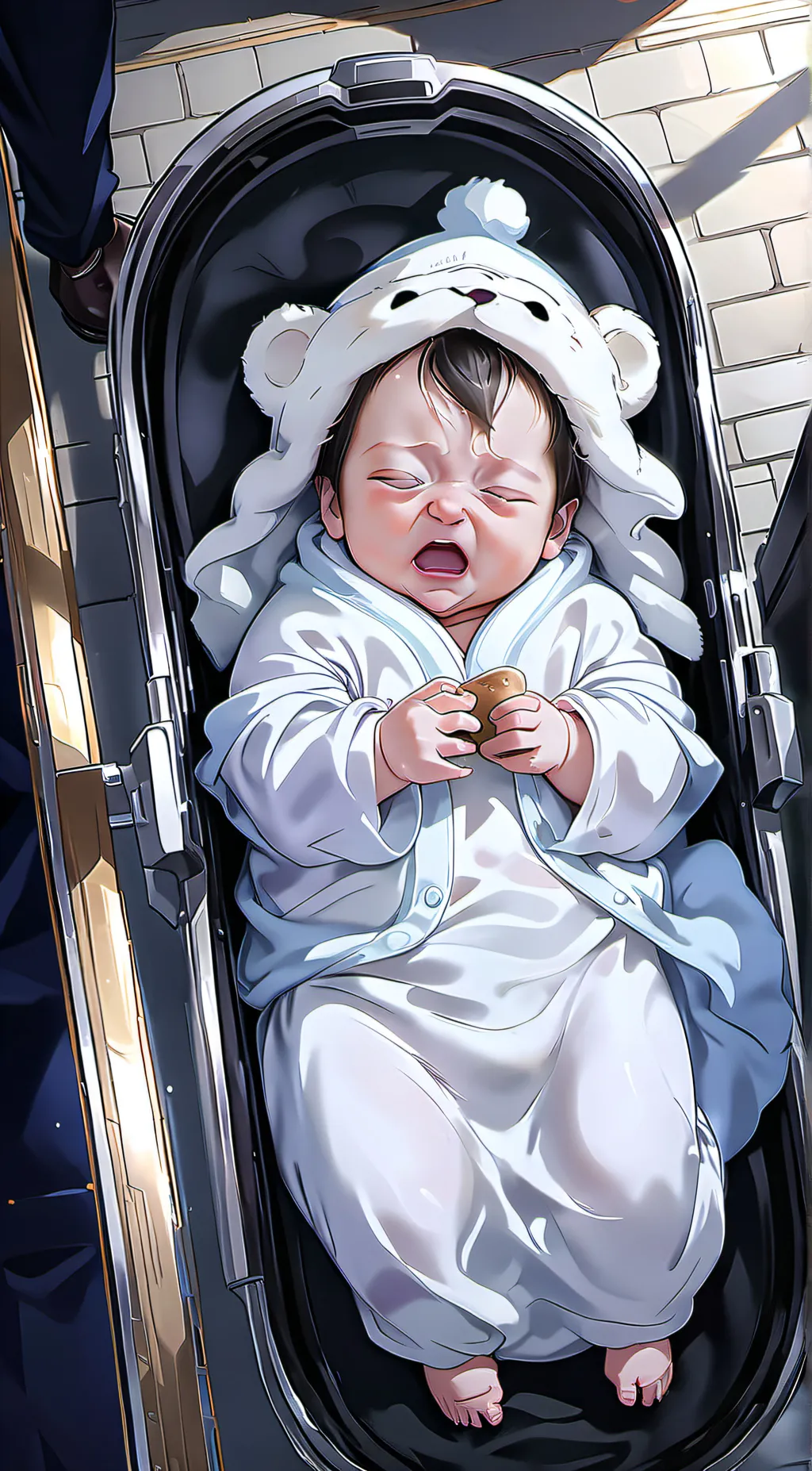 ai character: Crying baby background