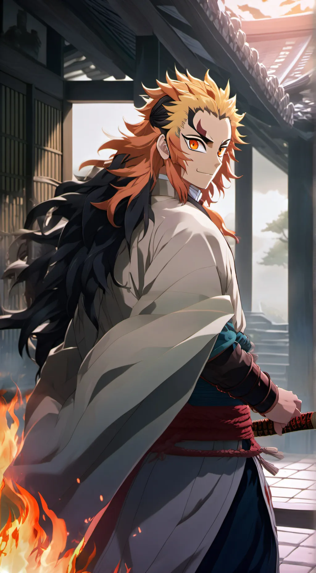 ai character: Rangoku Kyojuro  background