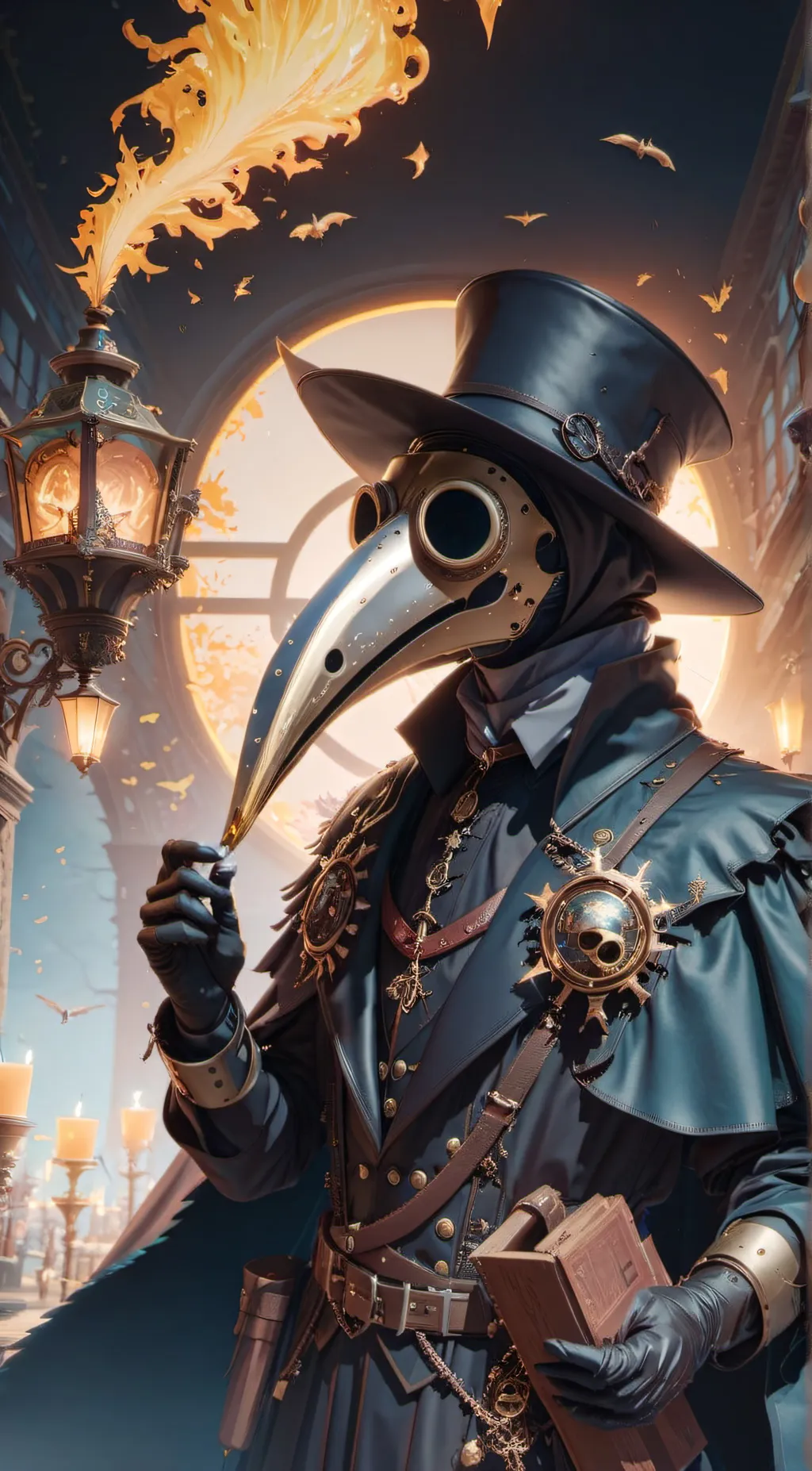 ai character: plague doctor background