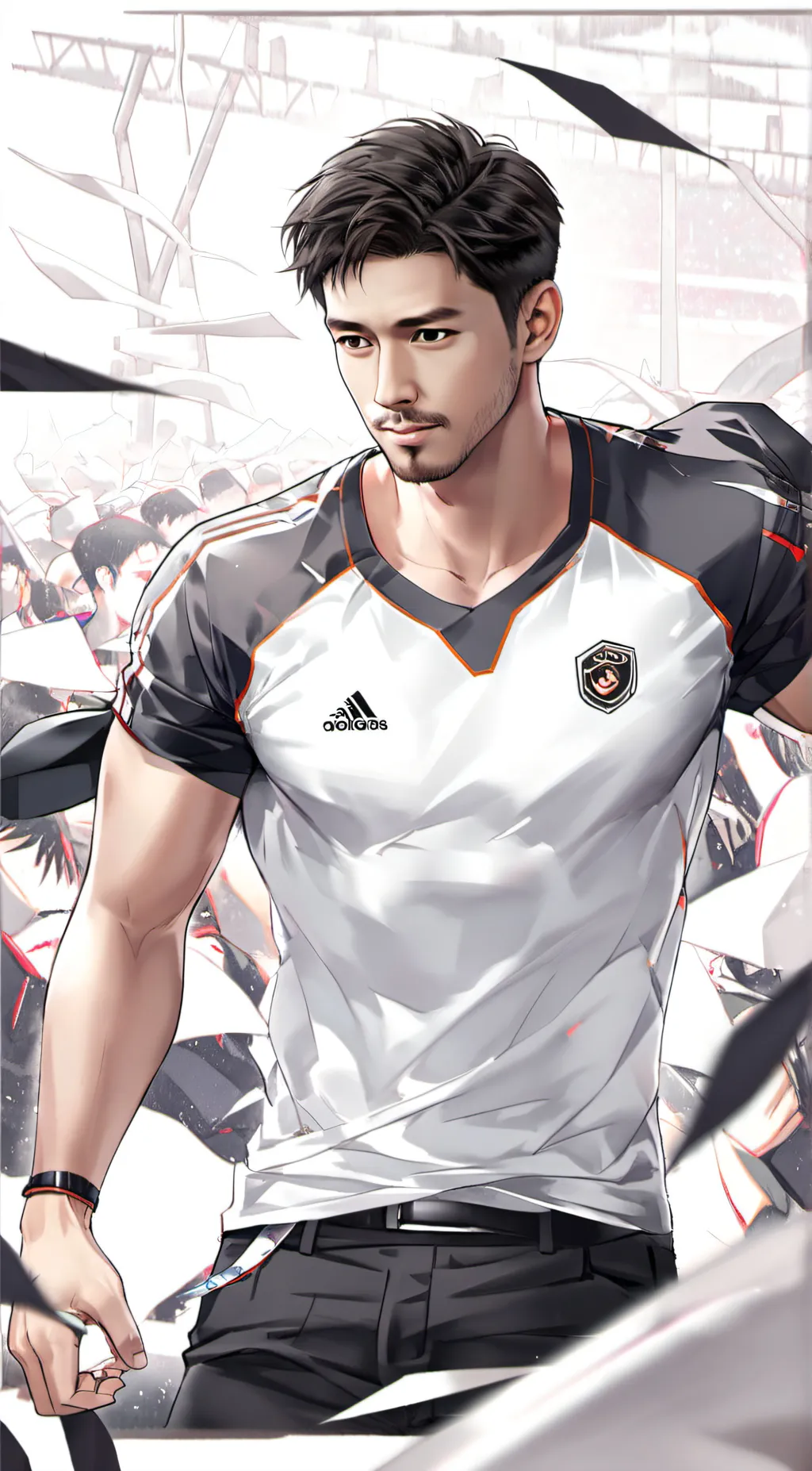 ai character: Jayce Crimson background