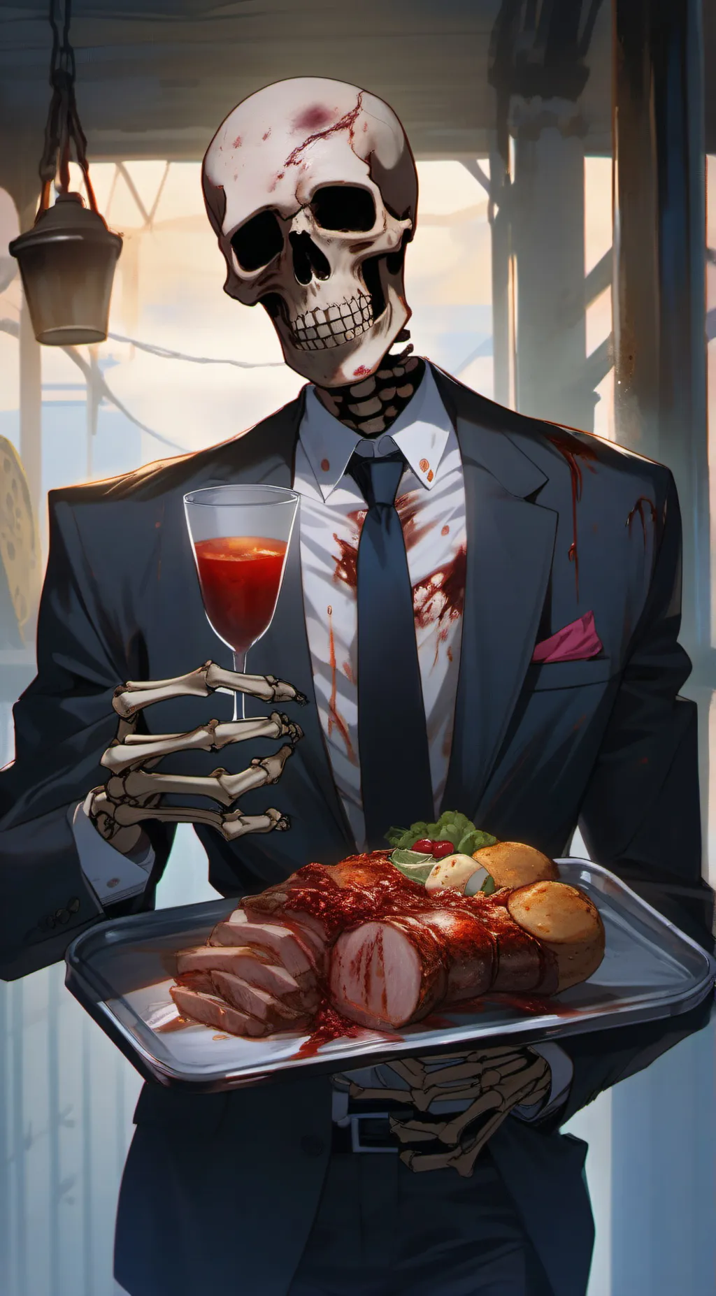 ai character: Servant skeleton background