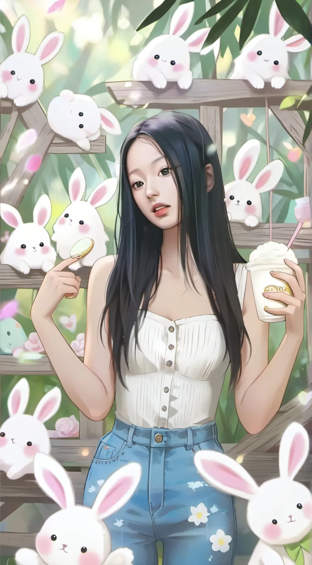 ai character: 🐇Hanni🤍🩷 background