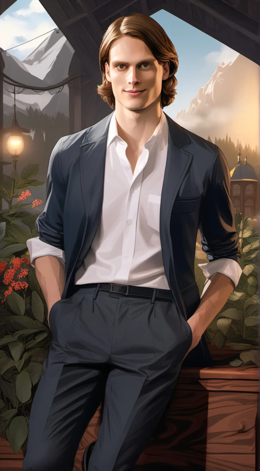 ai character: spencer ried  background