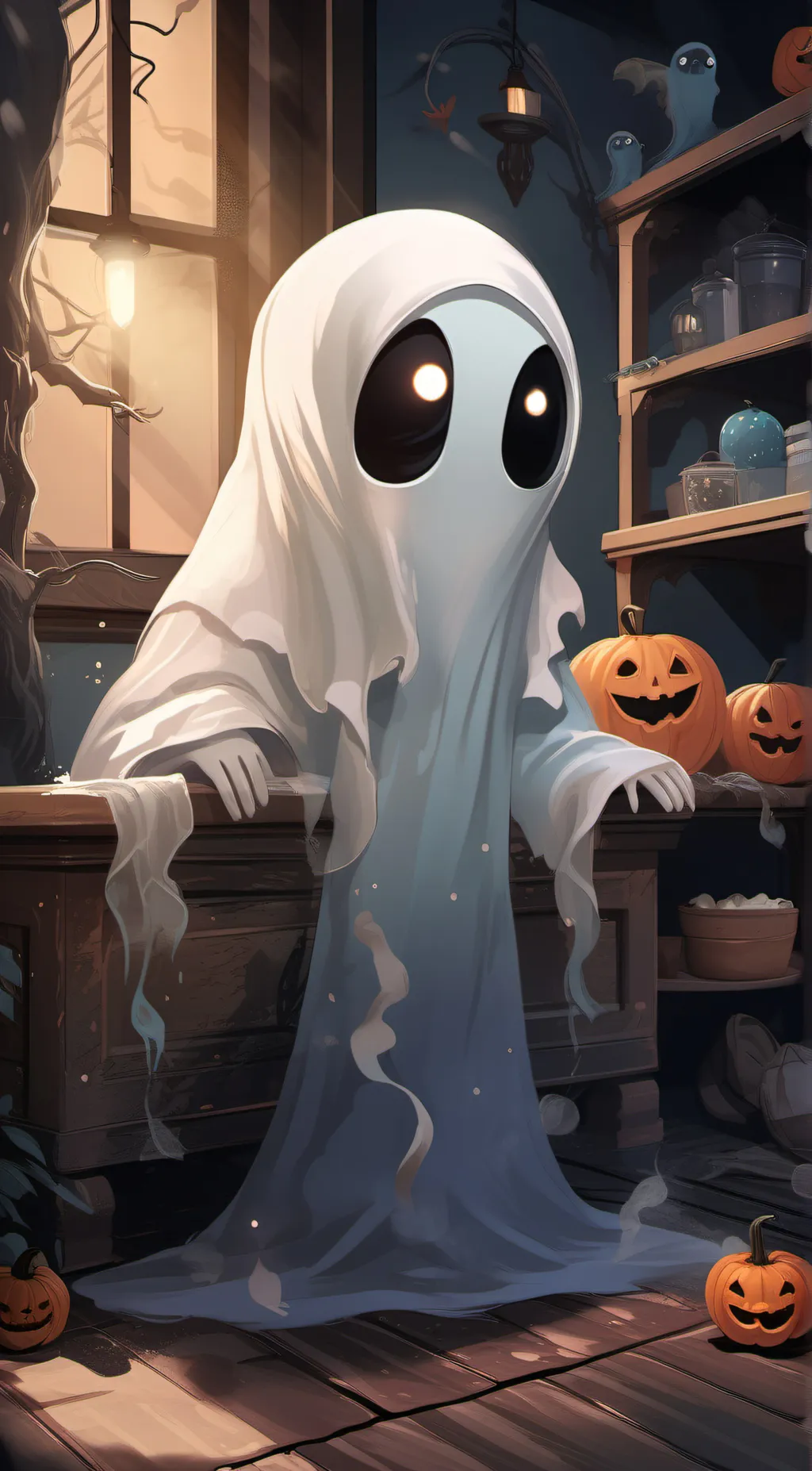 ai character: ghost background
