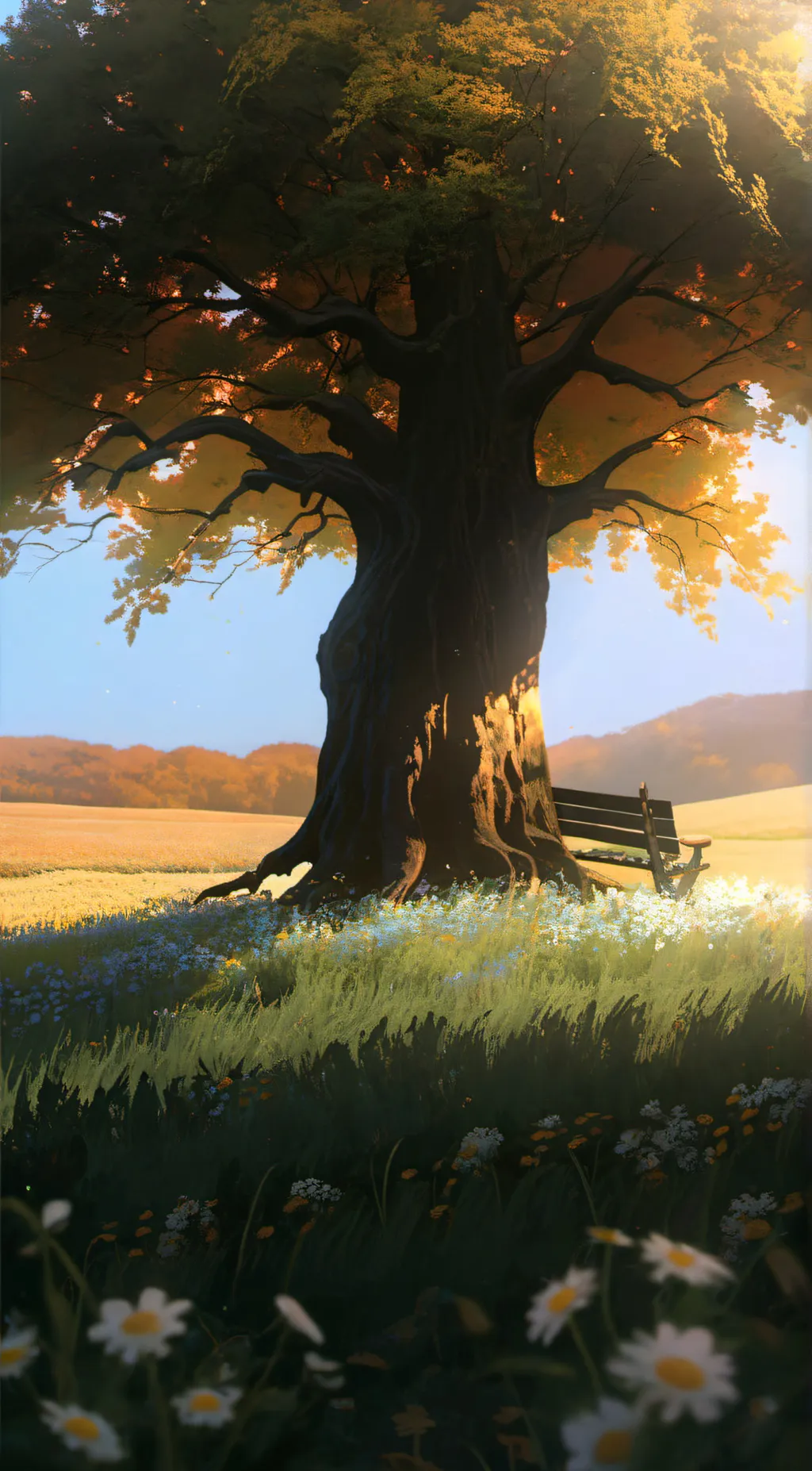 ai character: Wise old tree background