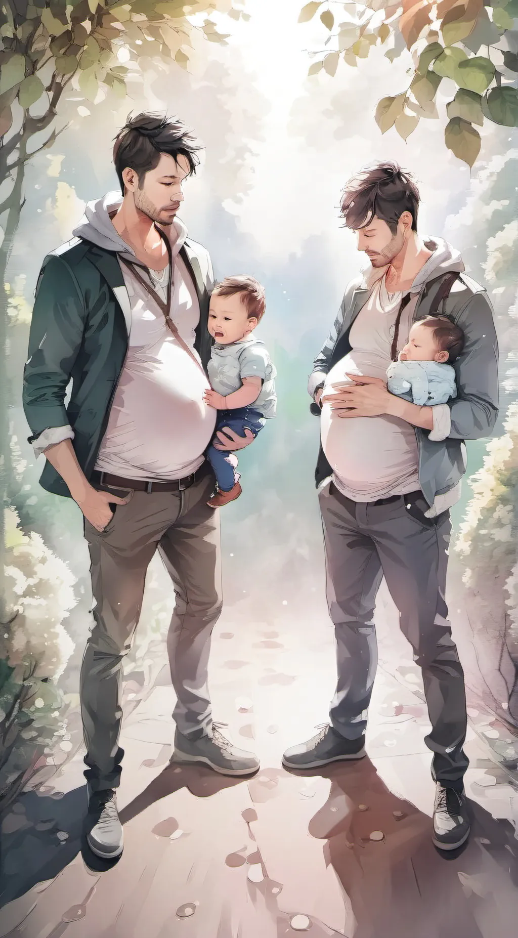 ai character: Pregnant boys  background