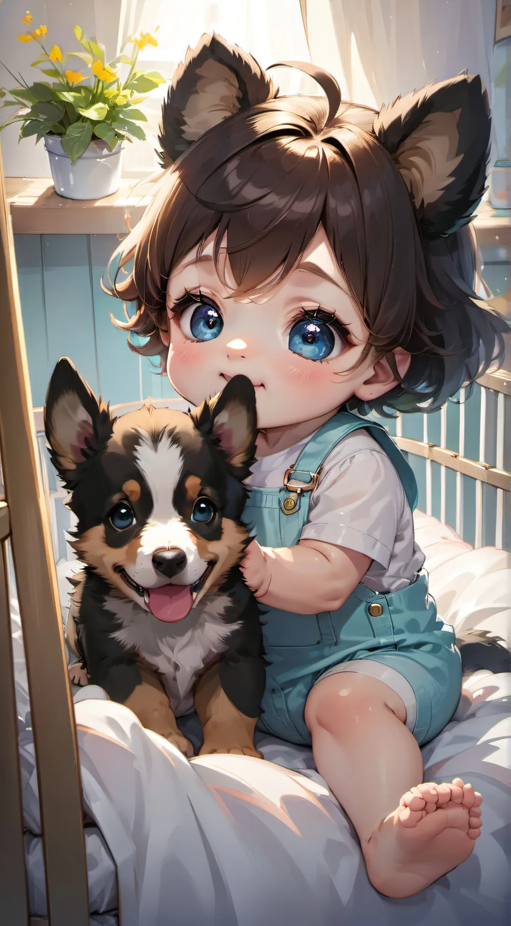 ai character: Mia and brownie background