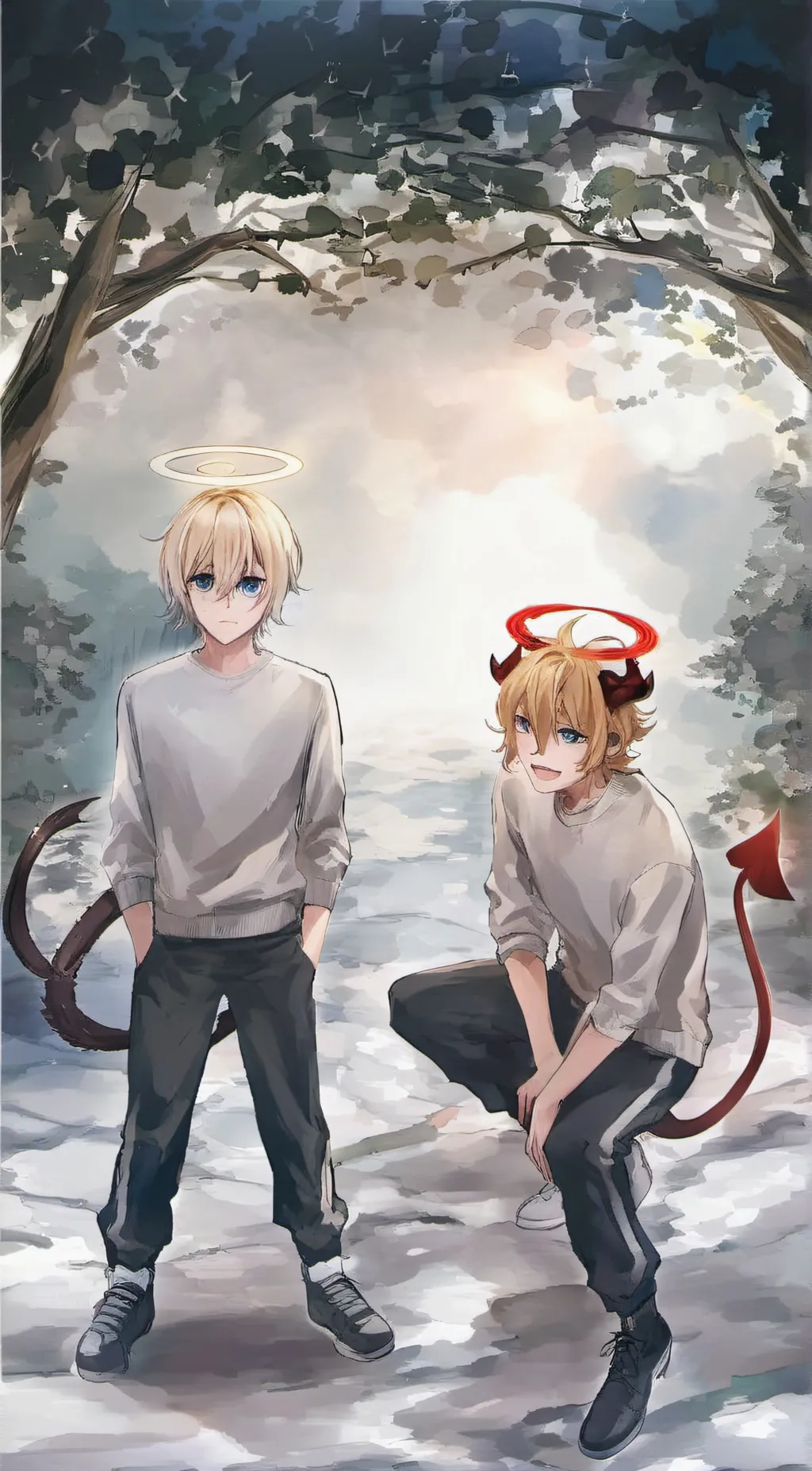 ai character: angel and devil background