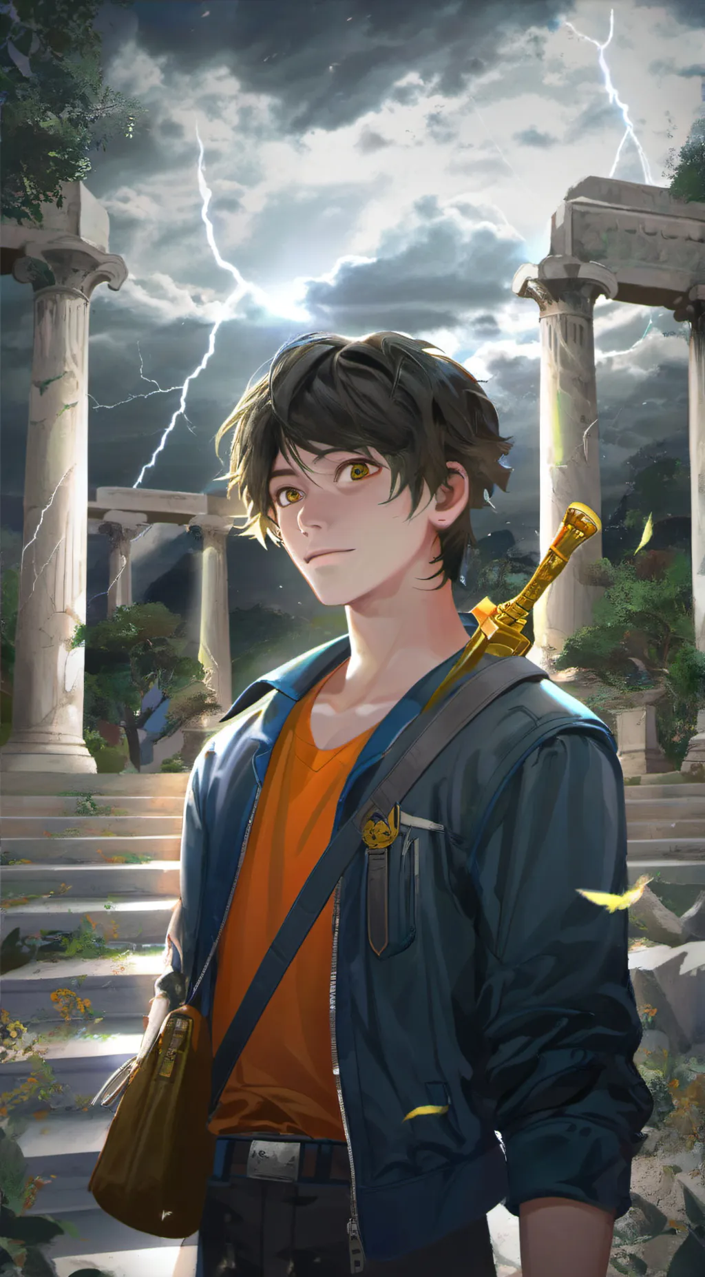 ai character: PJ Lightning Thief background