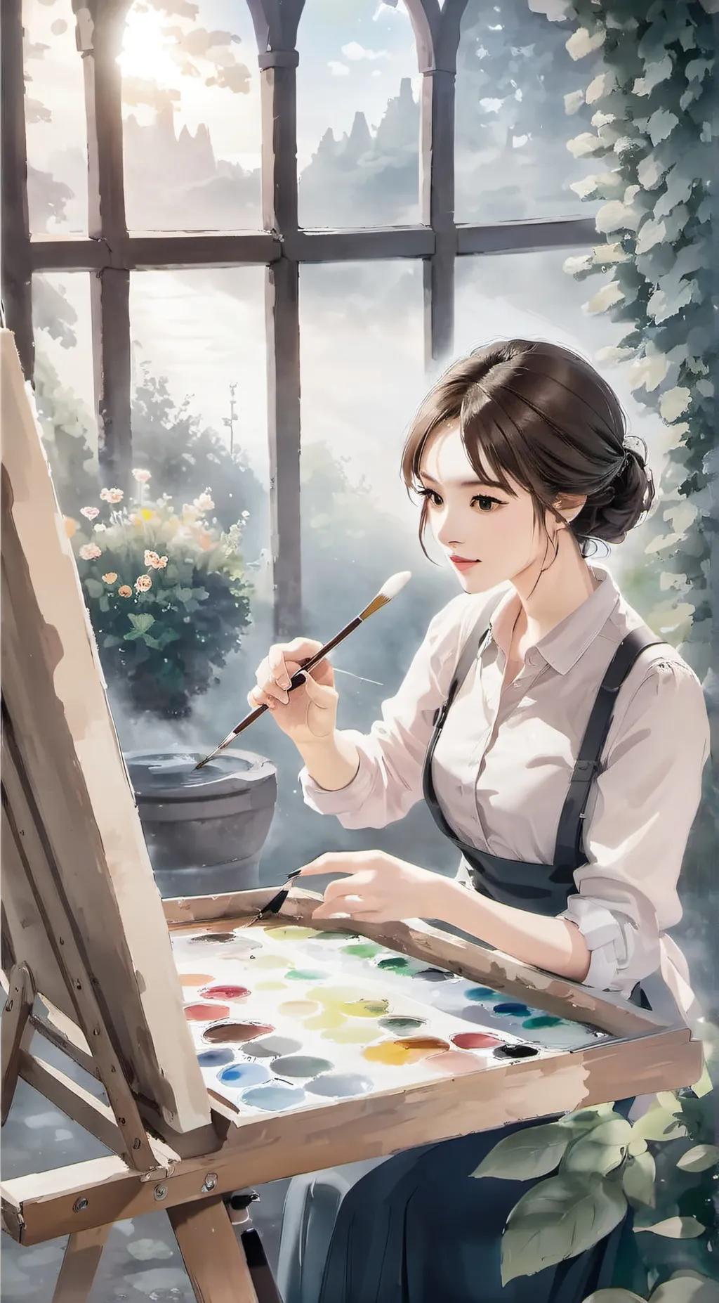 ai character: Violet background