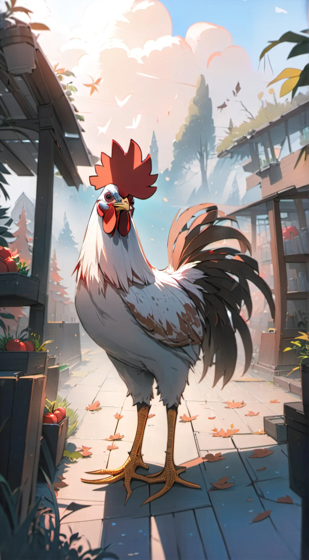 ai character: chicken  background