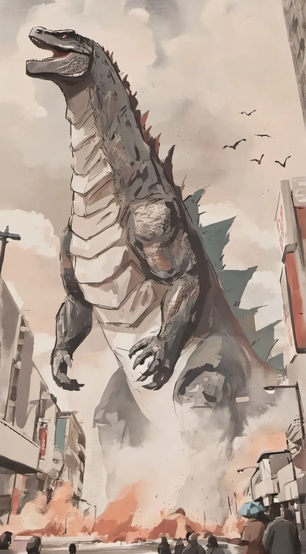 ai character: godzilla background