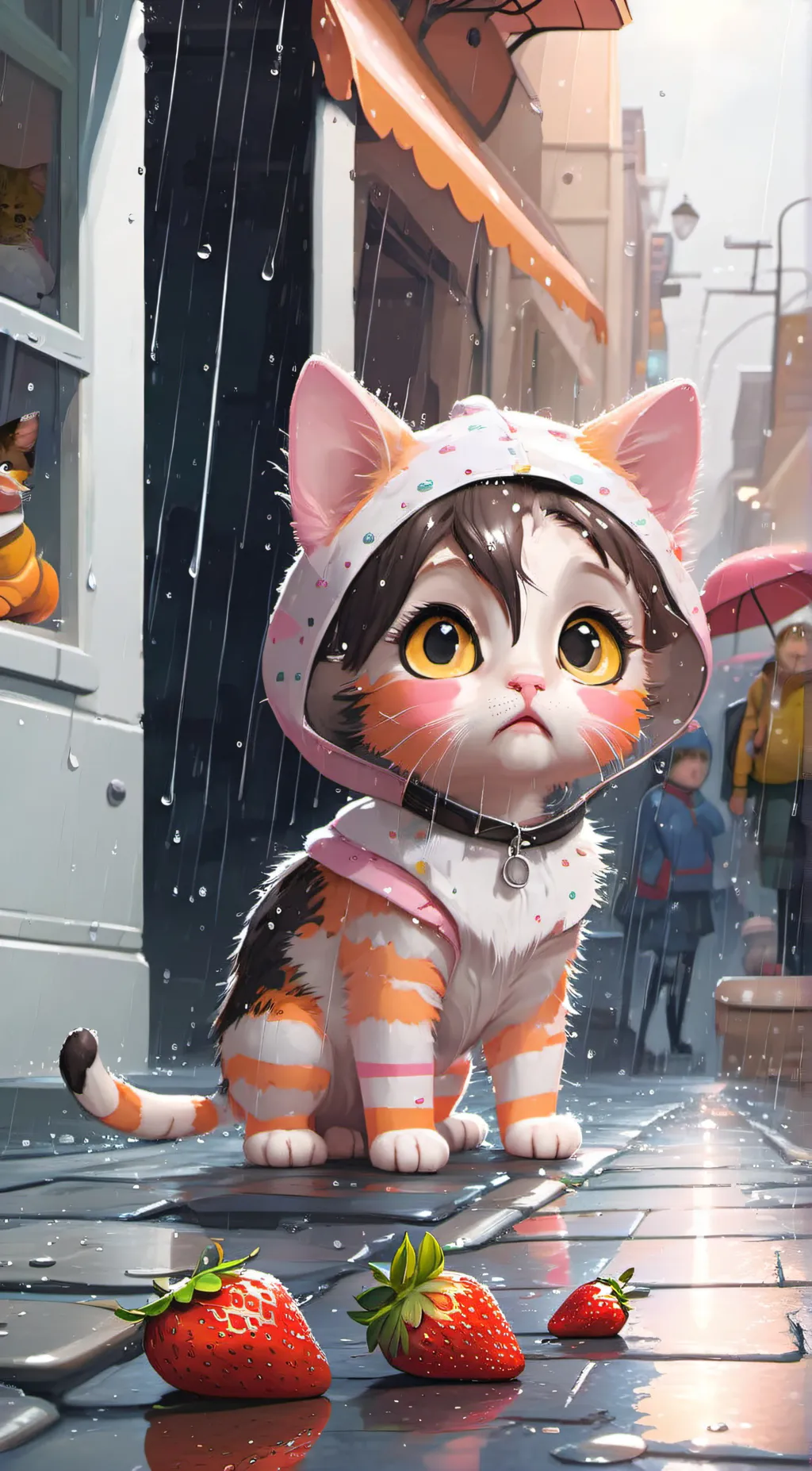 ai character: Strawberry background