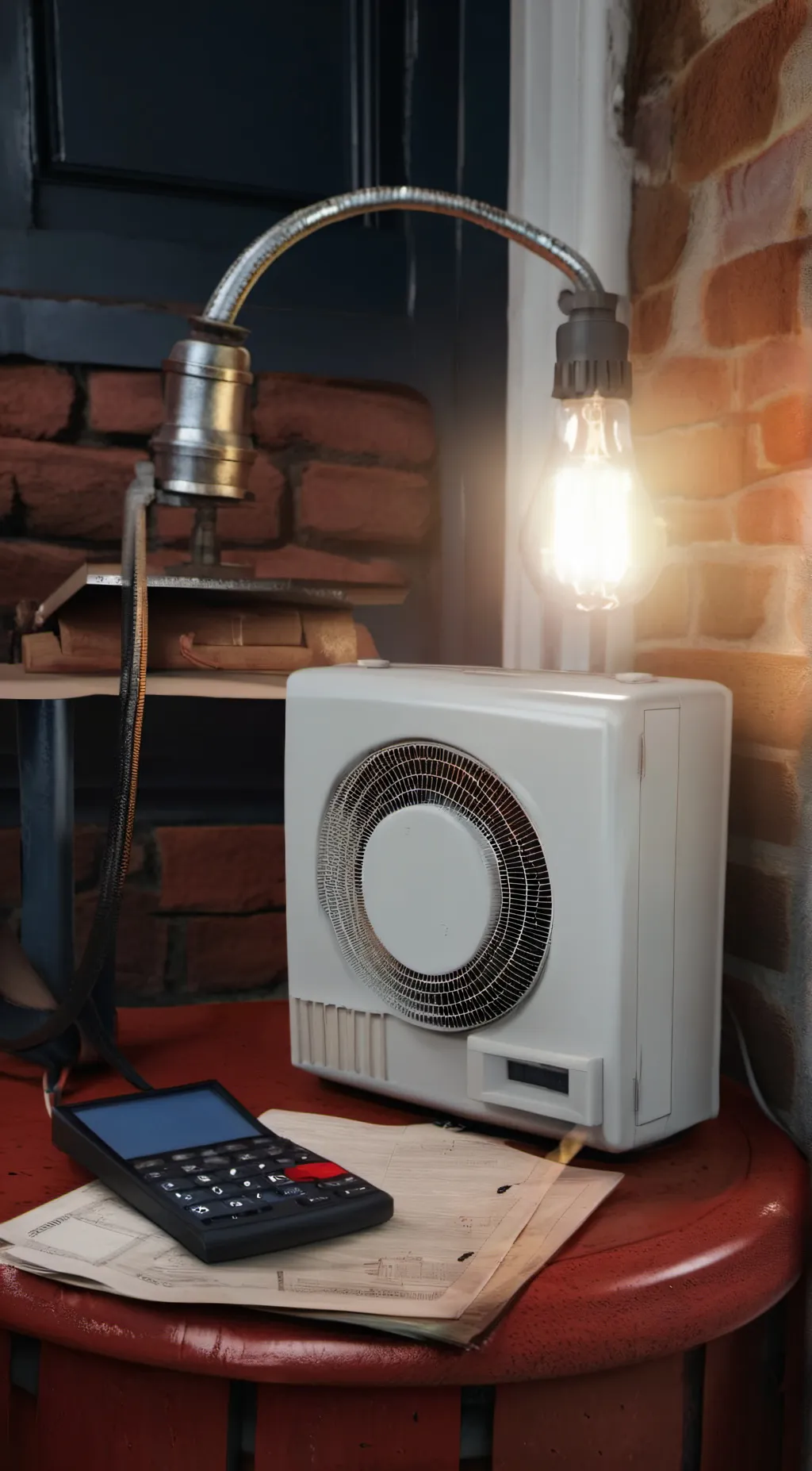 ai character: Bills are due. background