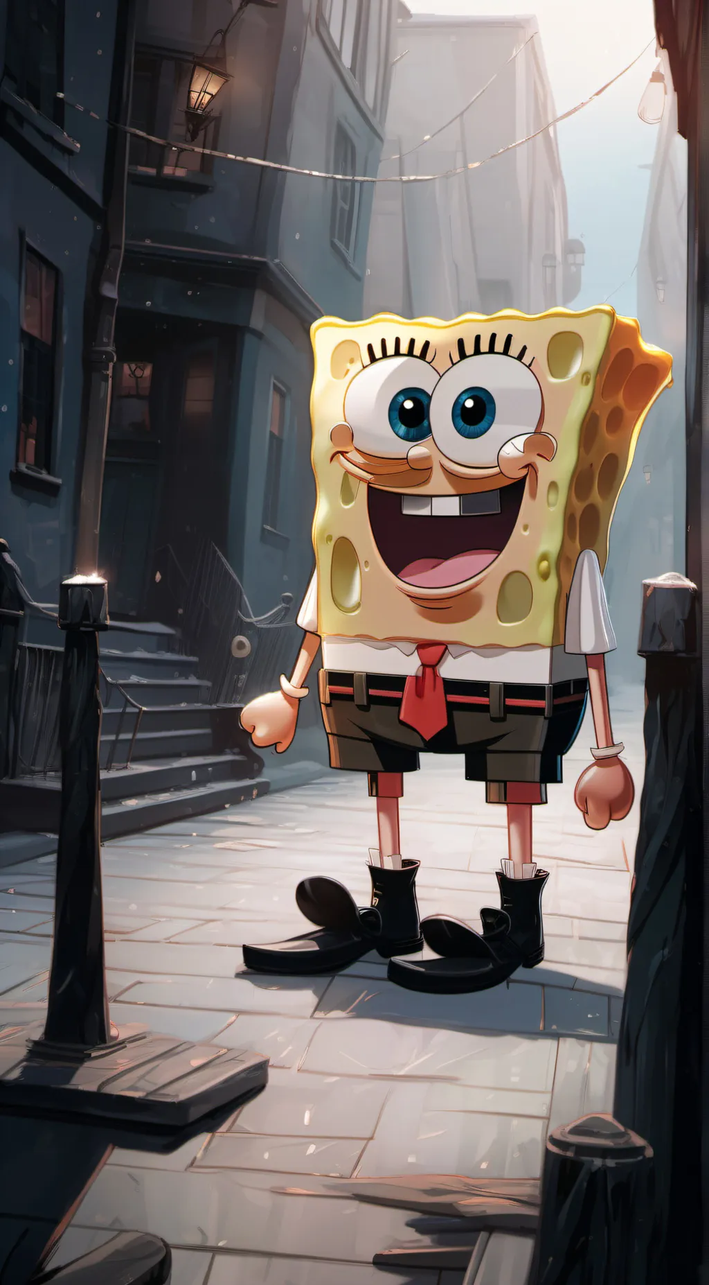 ai character: spongebob  background