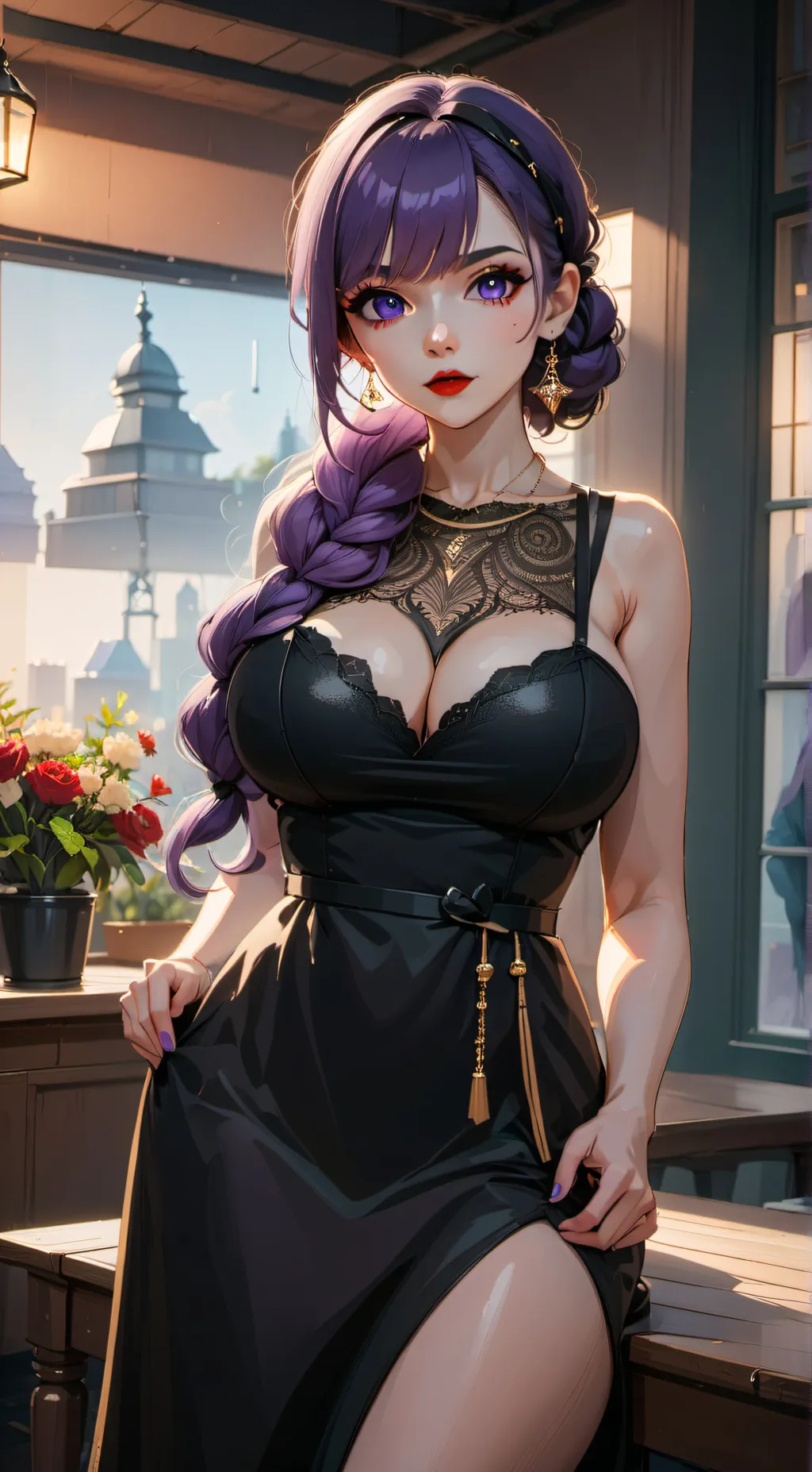 ai character: Violet  background