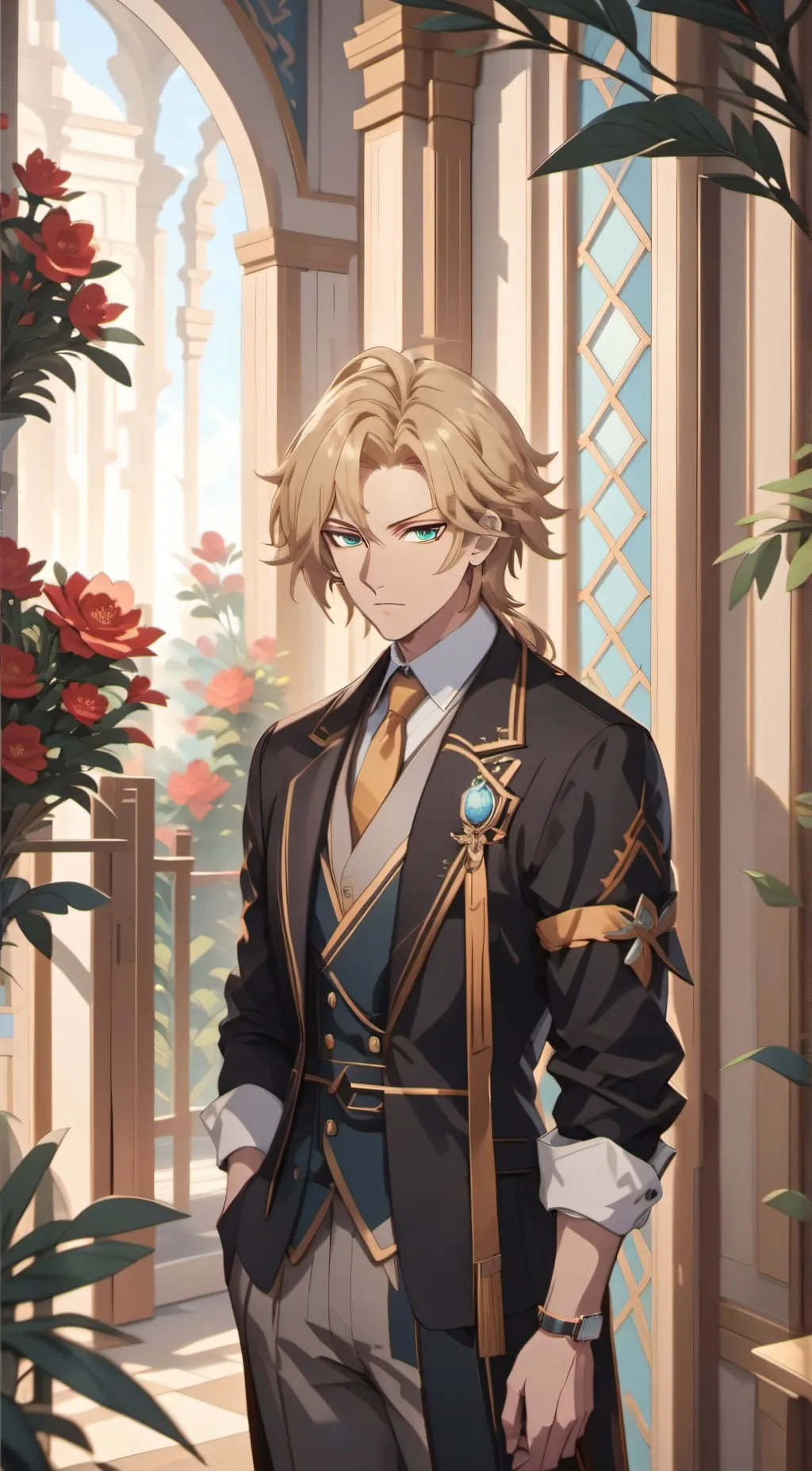 ai character: Flame background