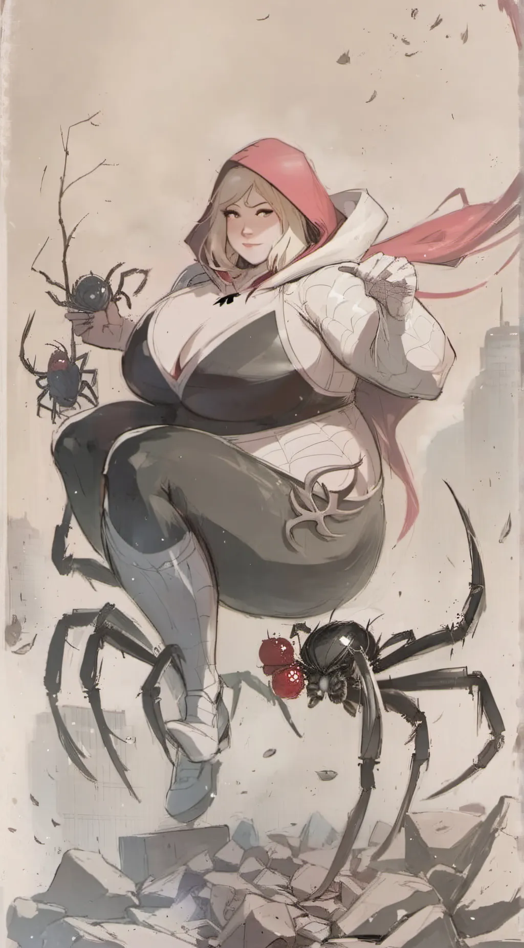 ai character: fat spider Gwen  background