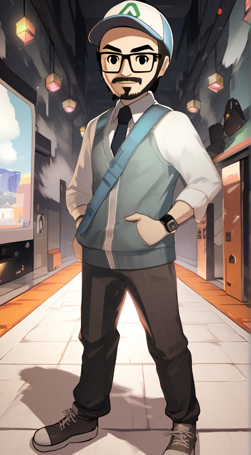 ai character: Trainer Vsauce background