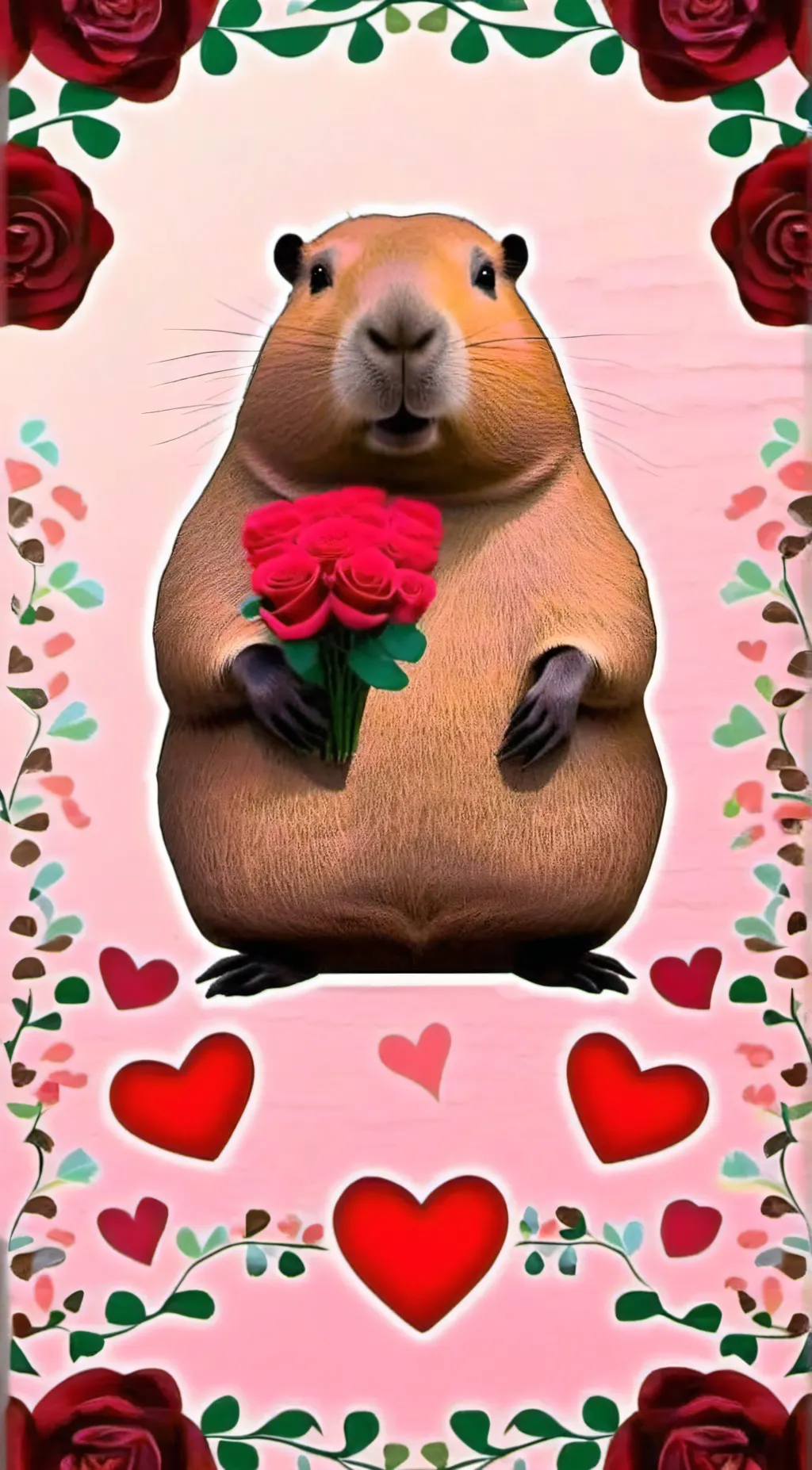 ai character: CAPYBARA VALENTINE background