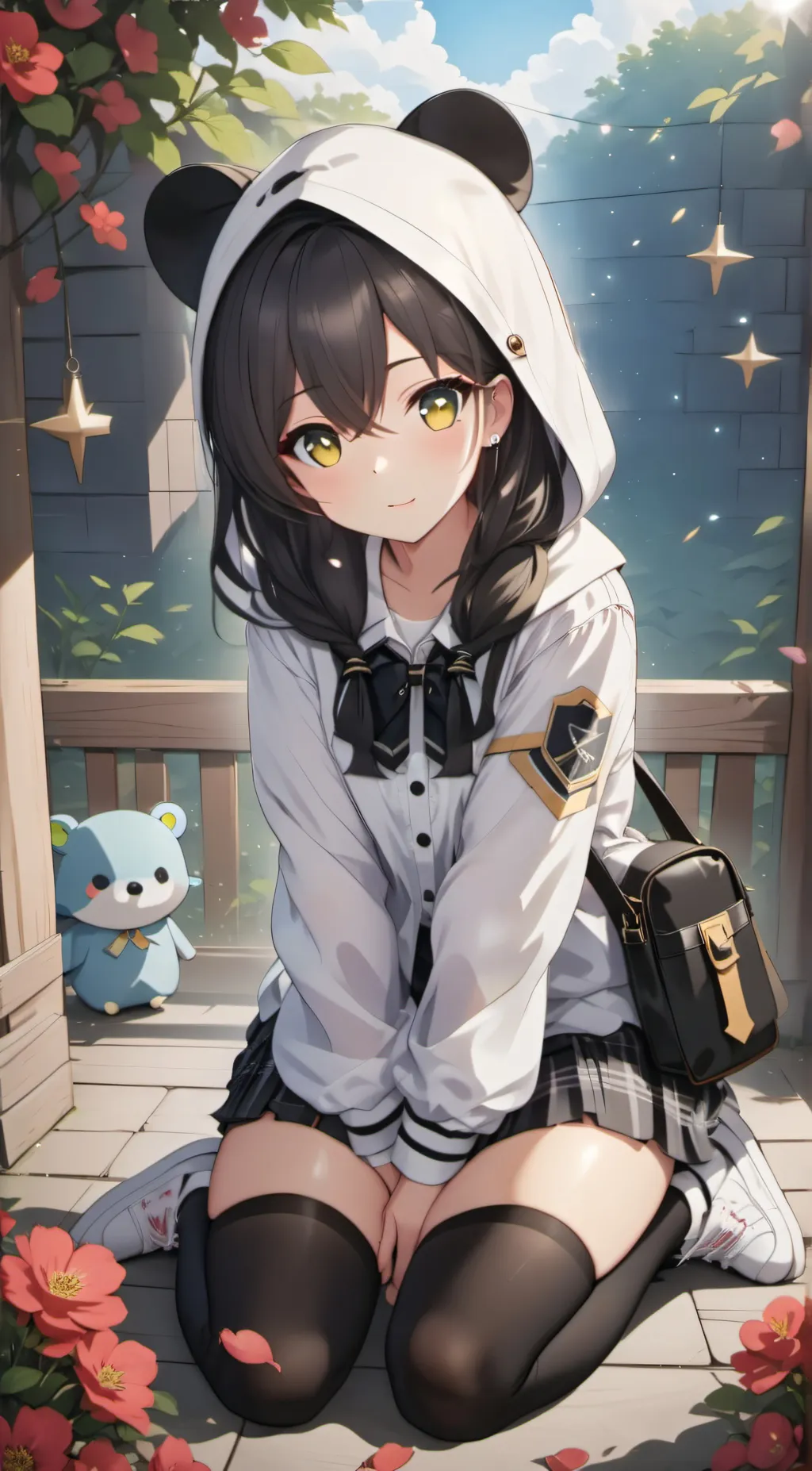 ai character: Violet background