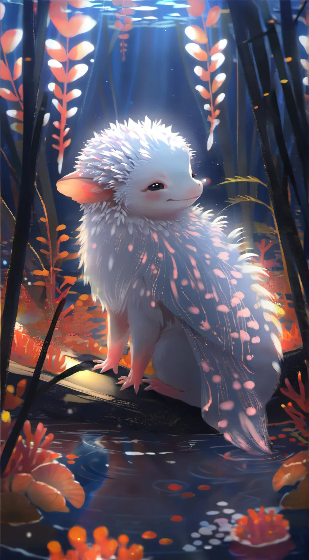 ai character: axolotl but dif background