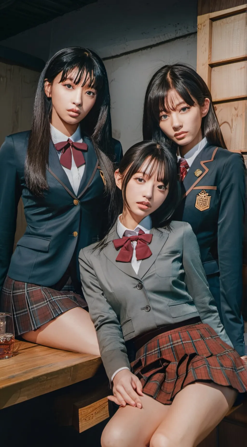 ai character: 3 Students 💦🌹 background