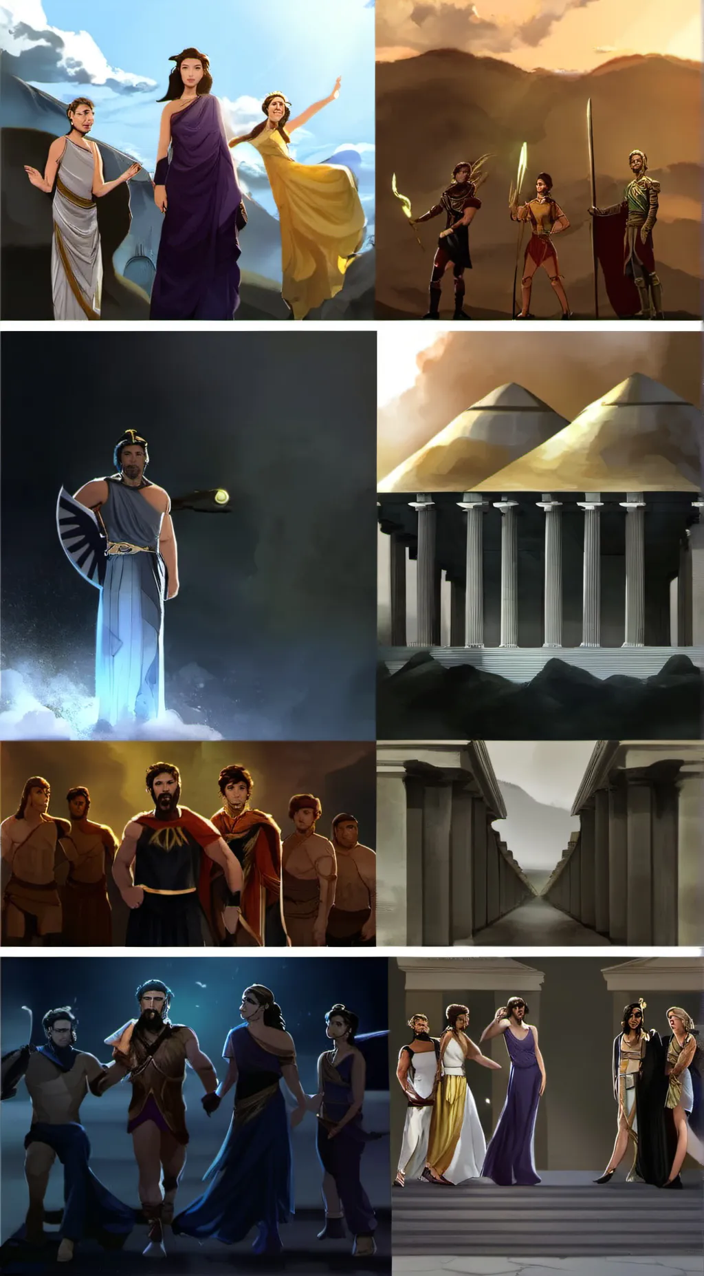 ai character: Greek gods  background