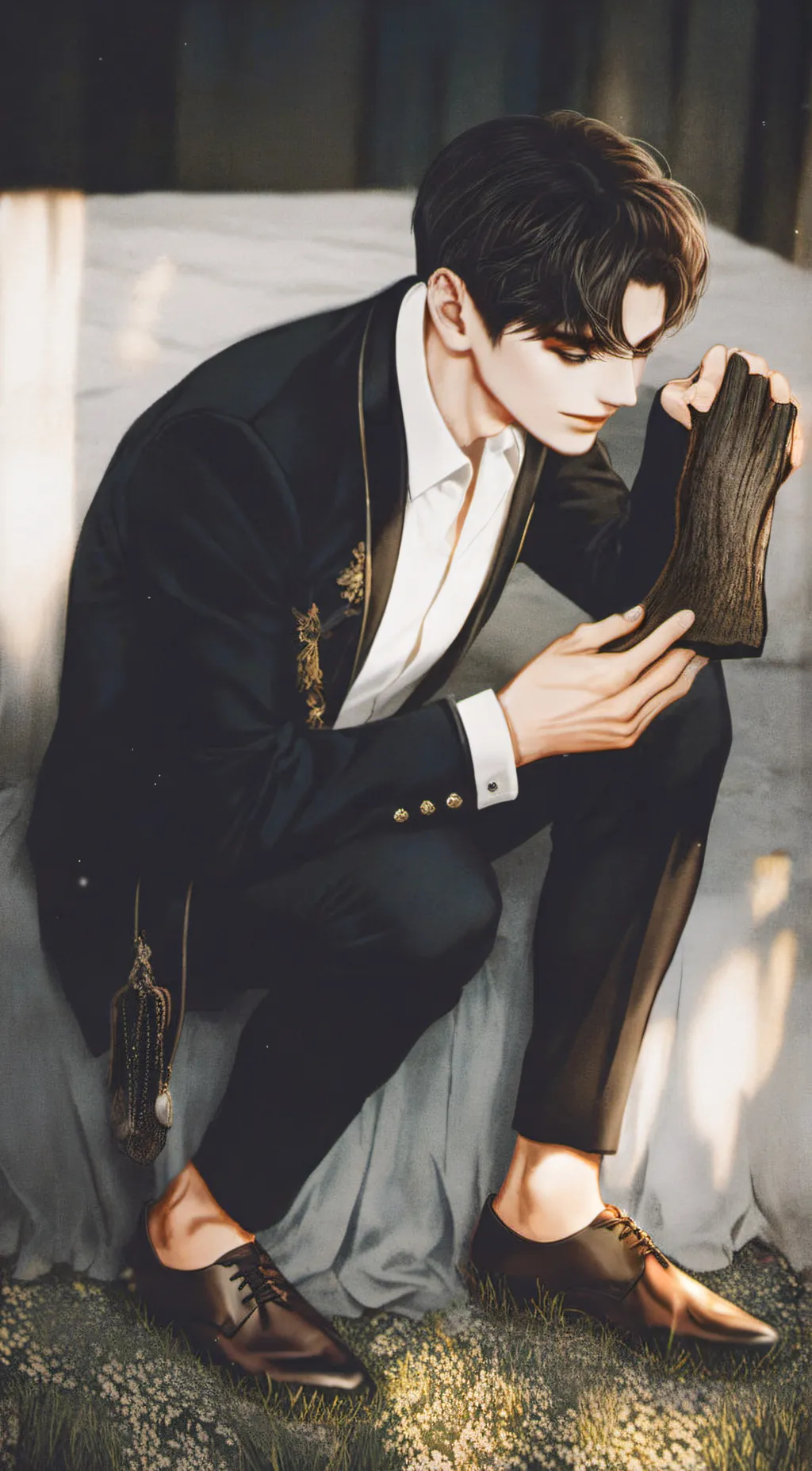 ai character: Gray background