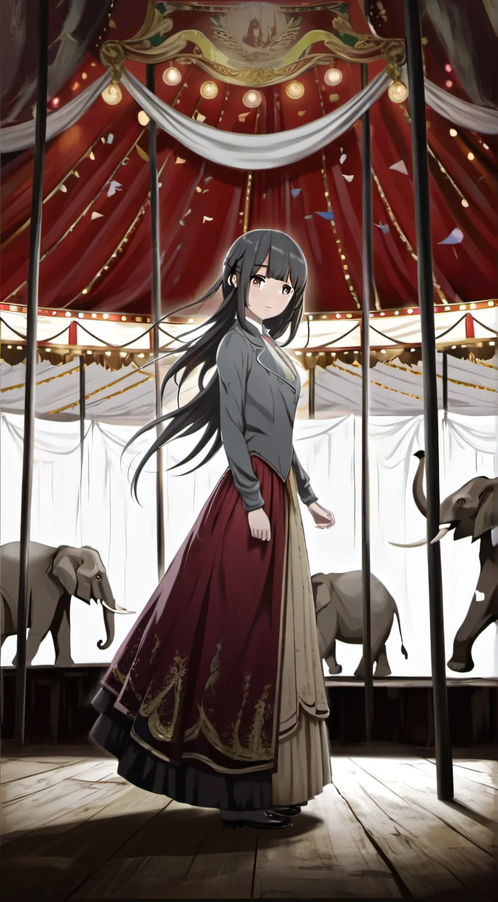 ai character: The cursed circus background