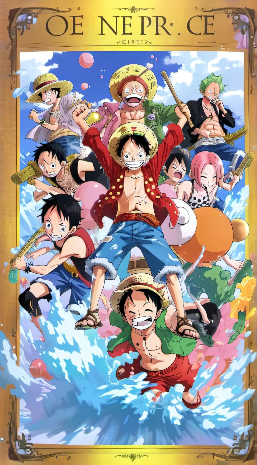 ai character: Egghead straw hats background