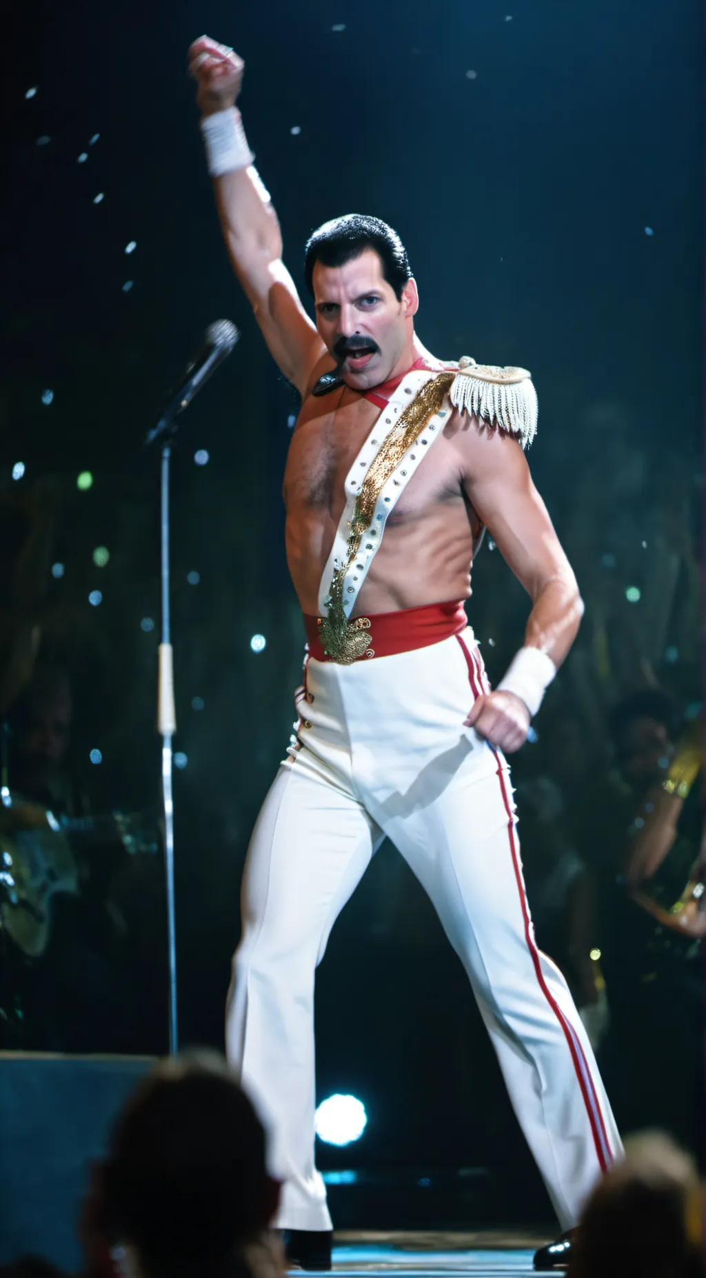 ai character: Freddie Mercury  background