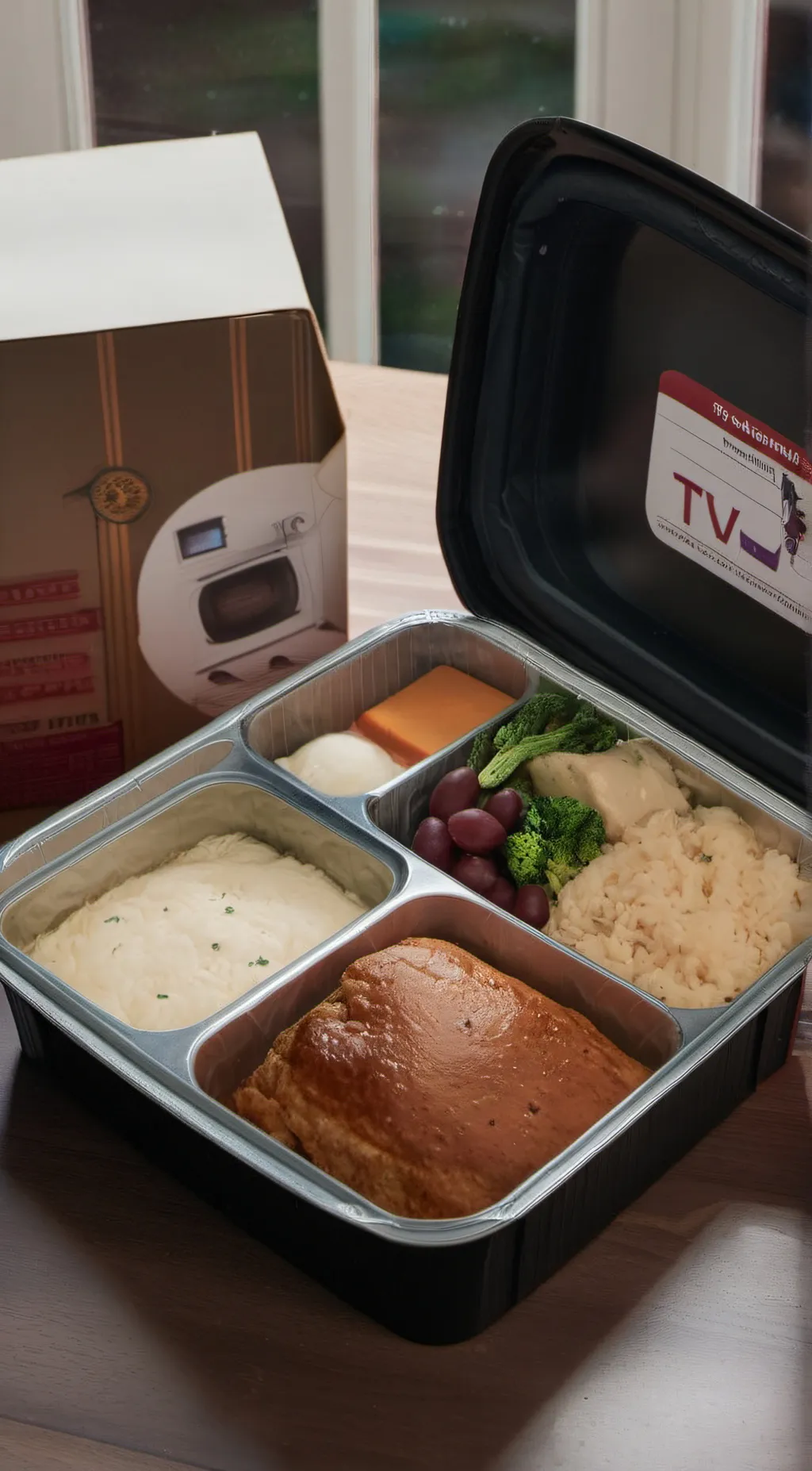 ai character: TV DINNER background