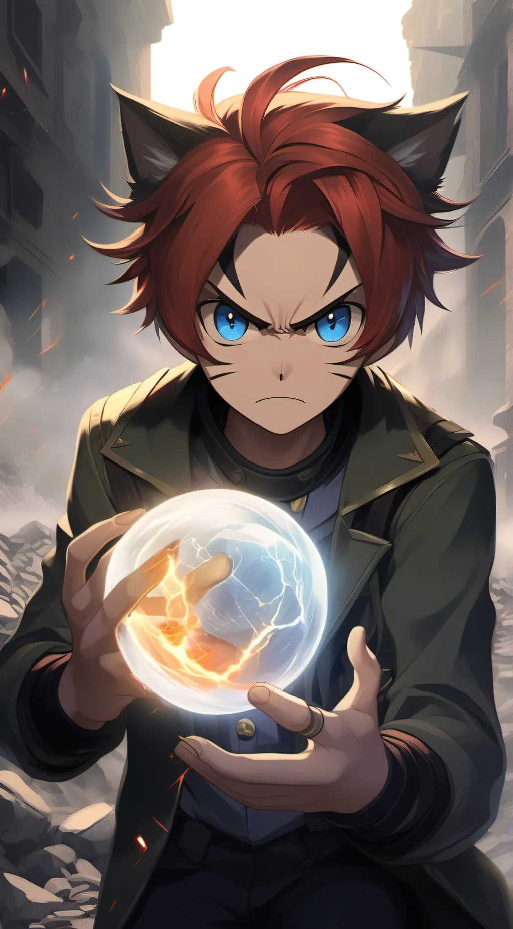 ai character: Young red background