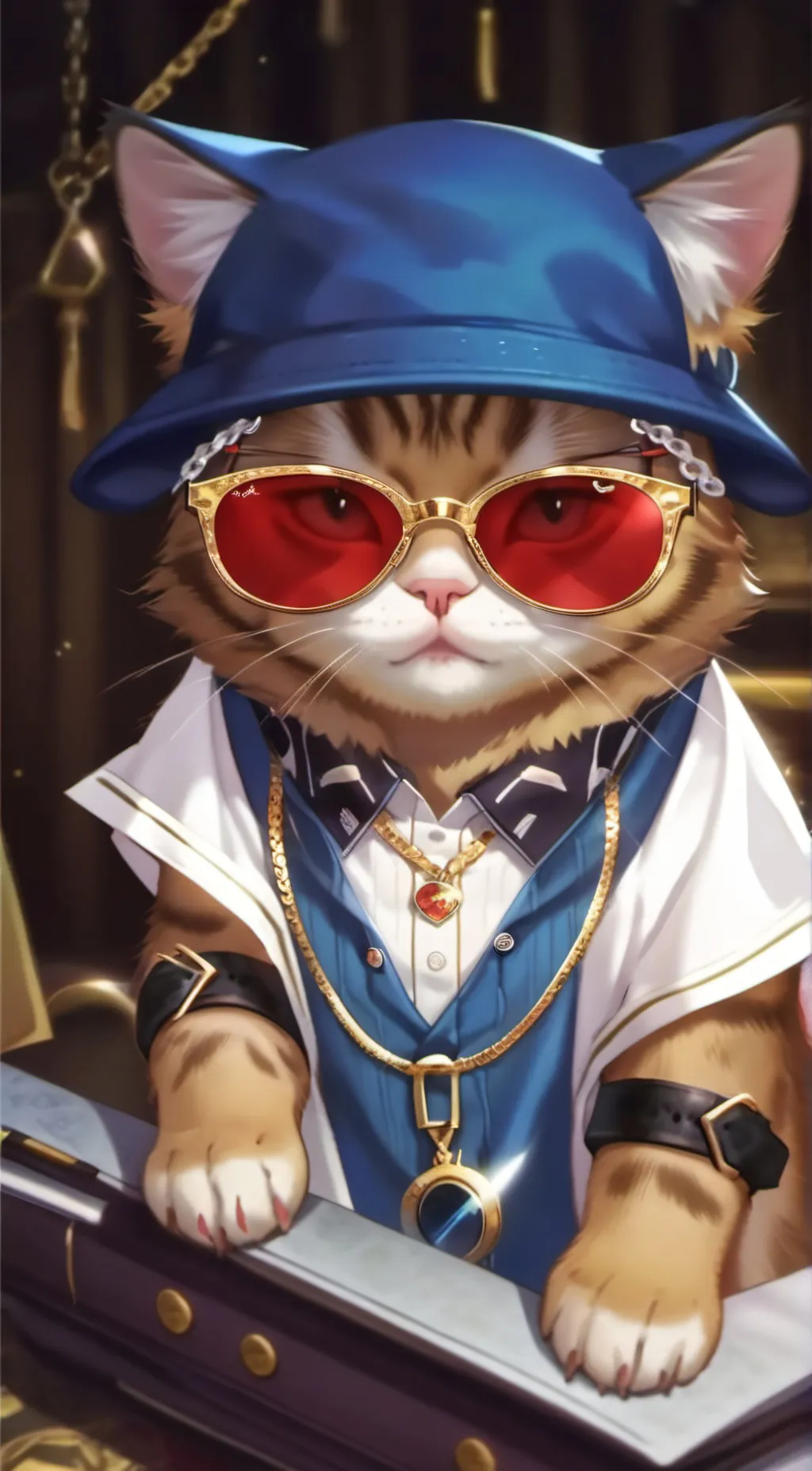 ai character: cool cat  background