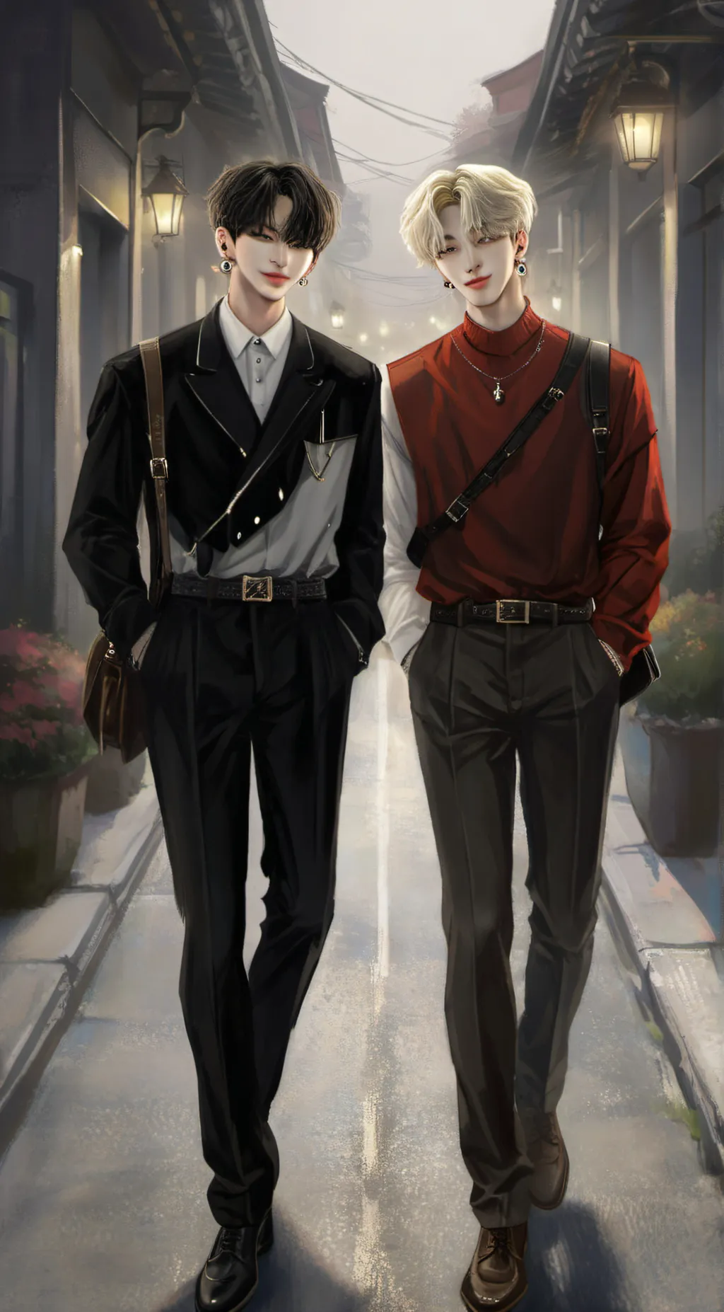 ai character: hyunjin and felix  background