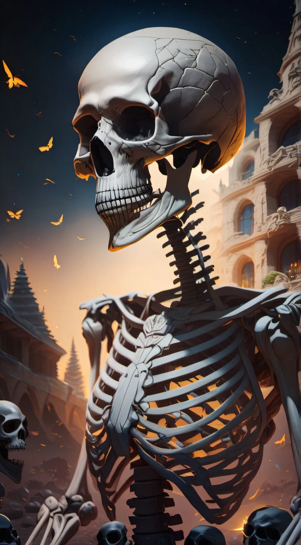 ai character: Facts skeleton background